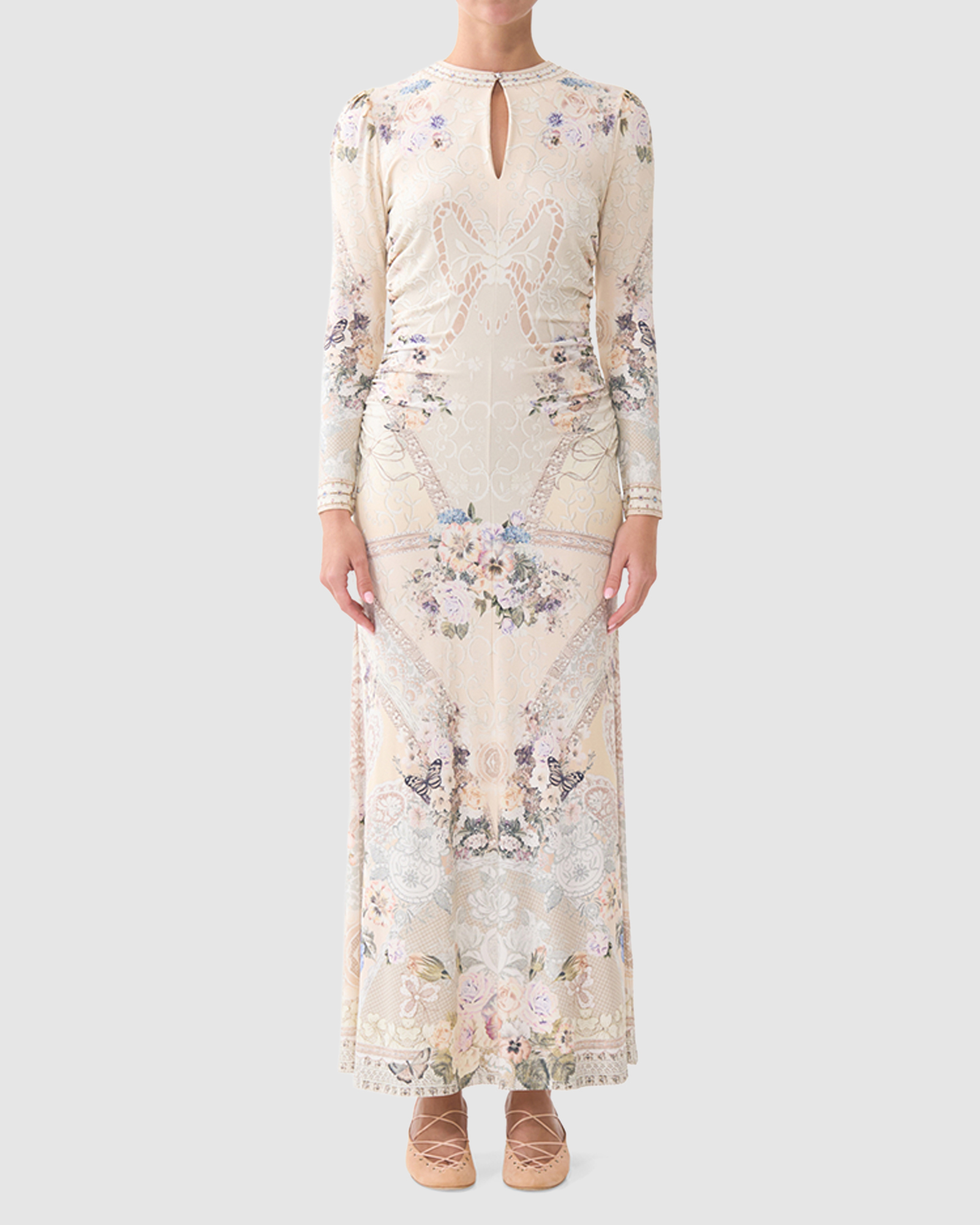Gathered Jersey Long Dress