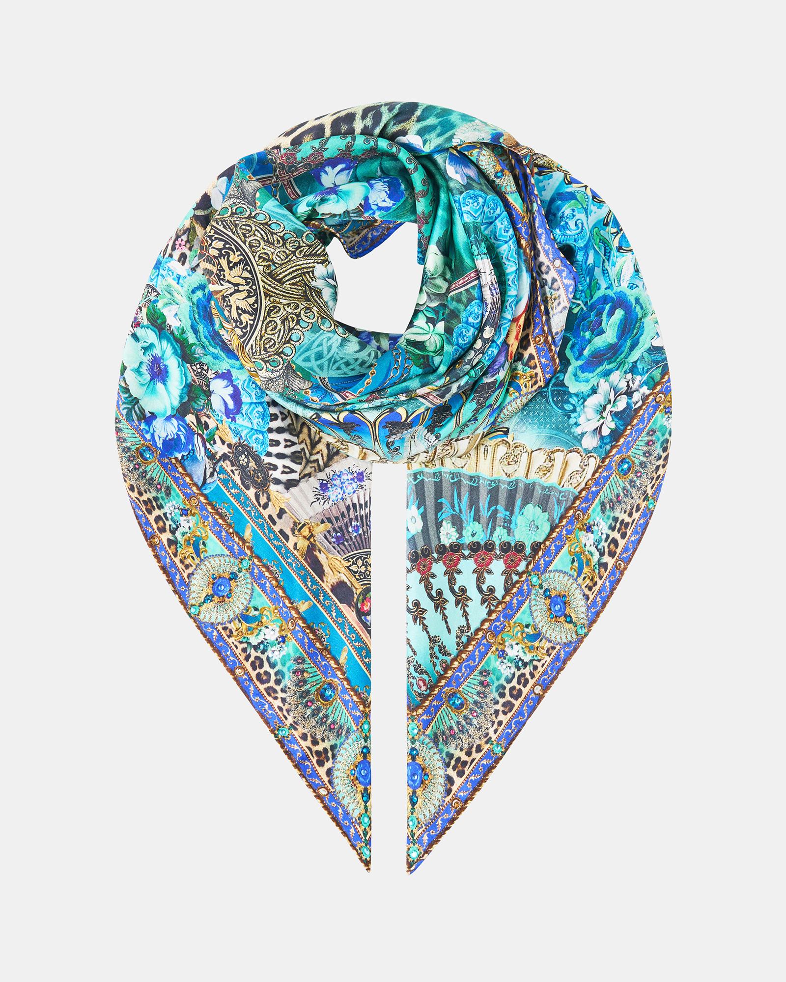 Large Crystalled Silk Square Scarf