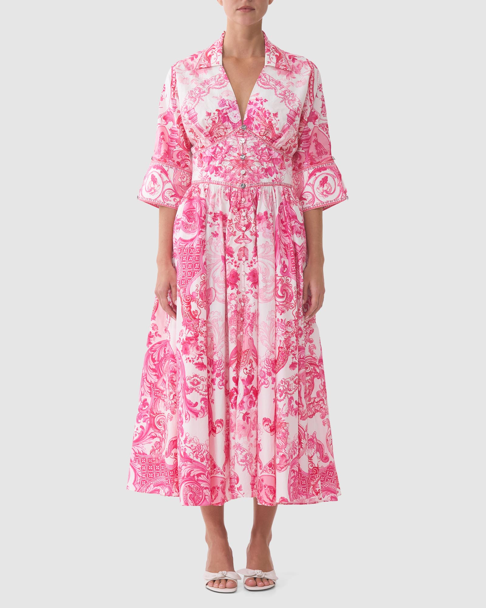 Shaped Waistband Midi Dress