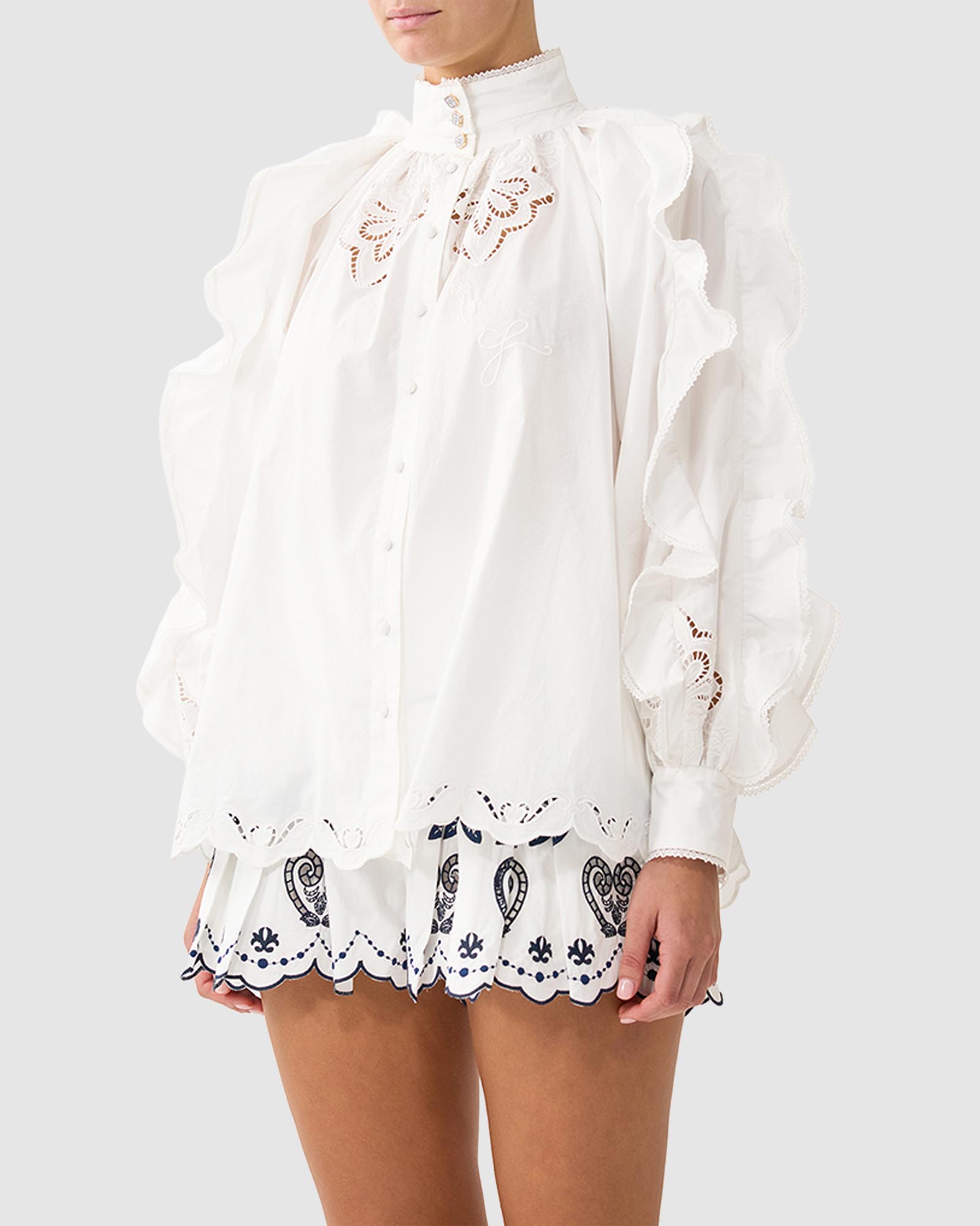 Relaxed Blouse With Frill Sleeve Detail
