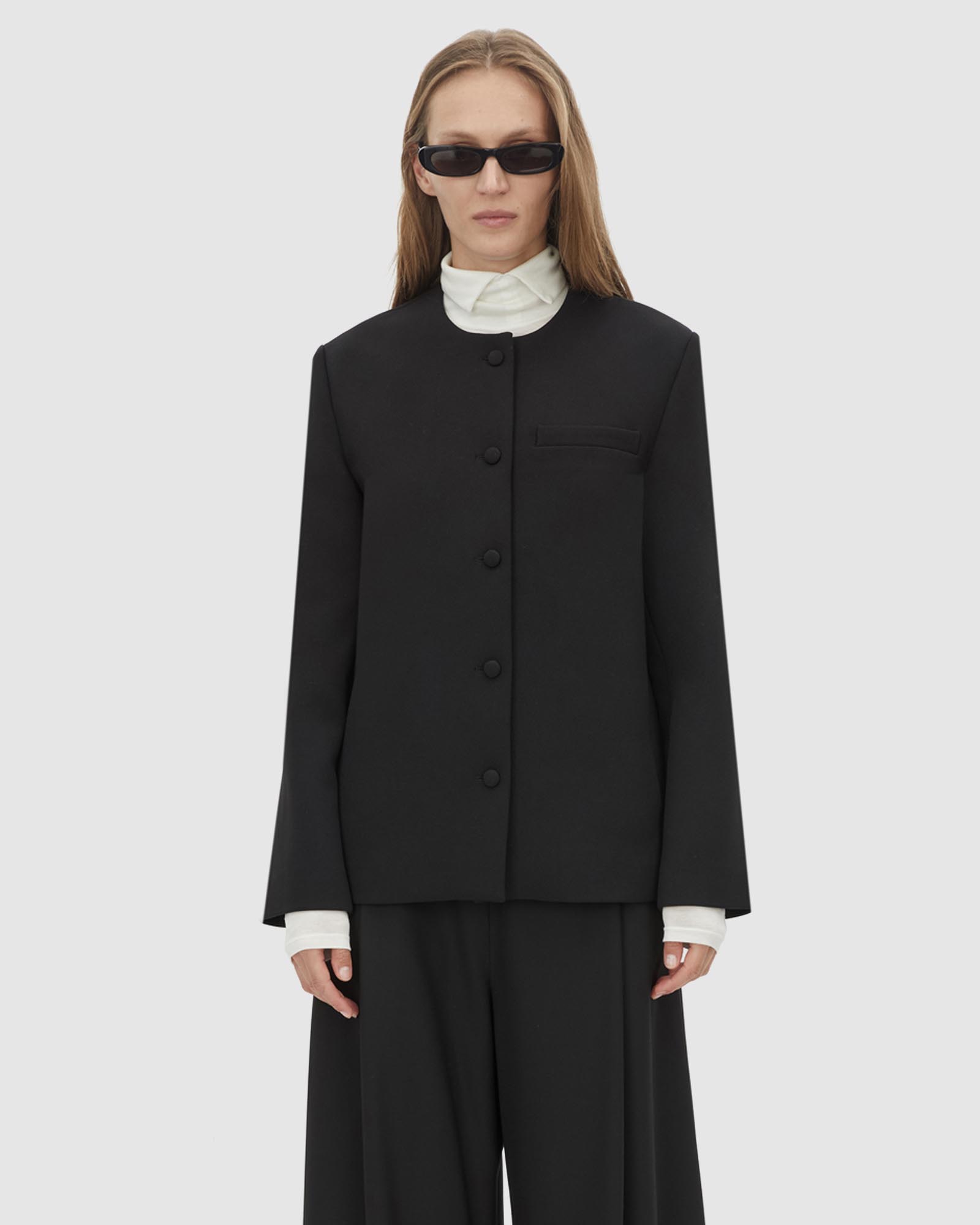 San Fitted Collarless Jacket