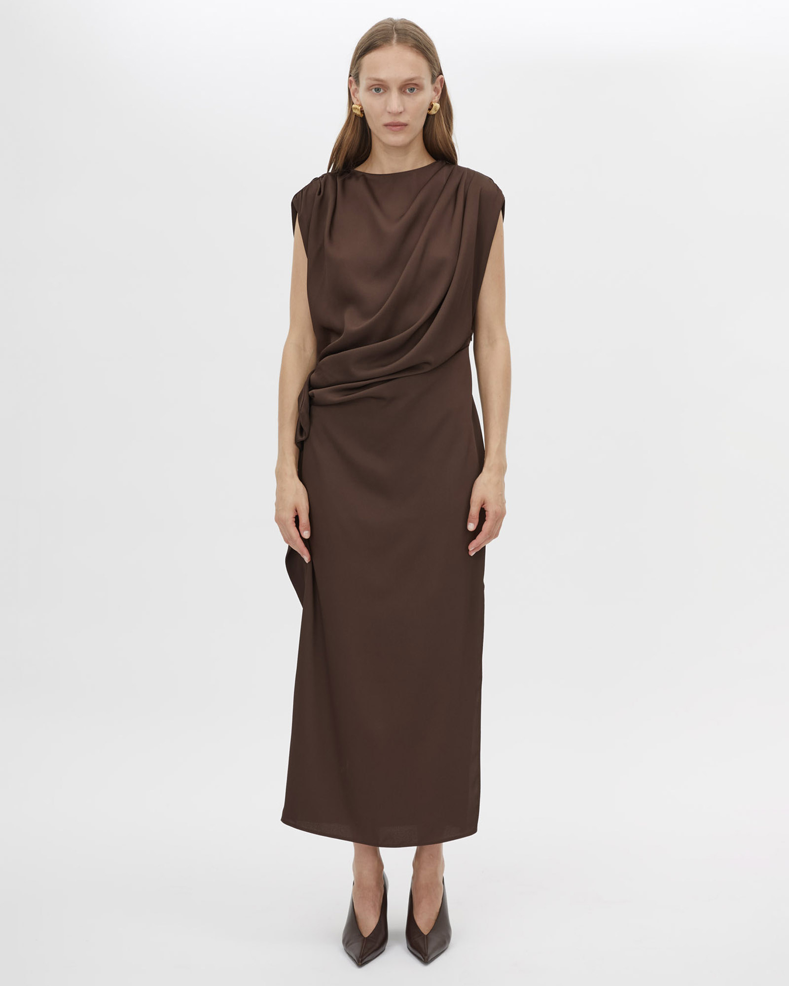 Elowyn Drape Detail Midi Dress