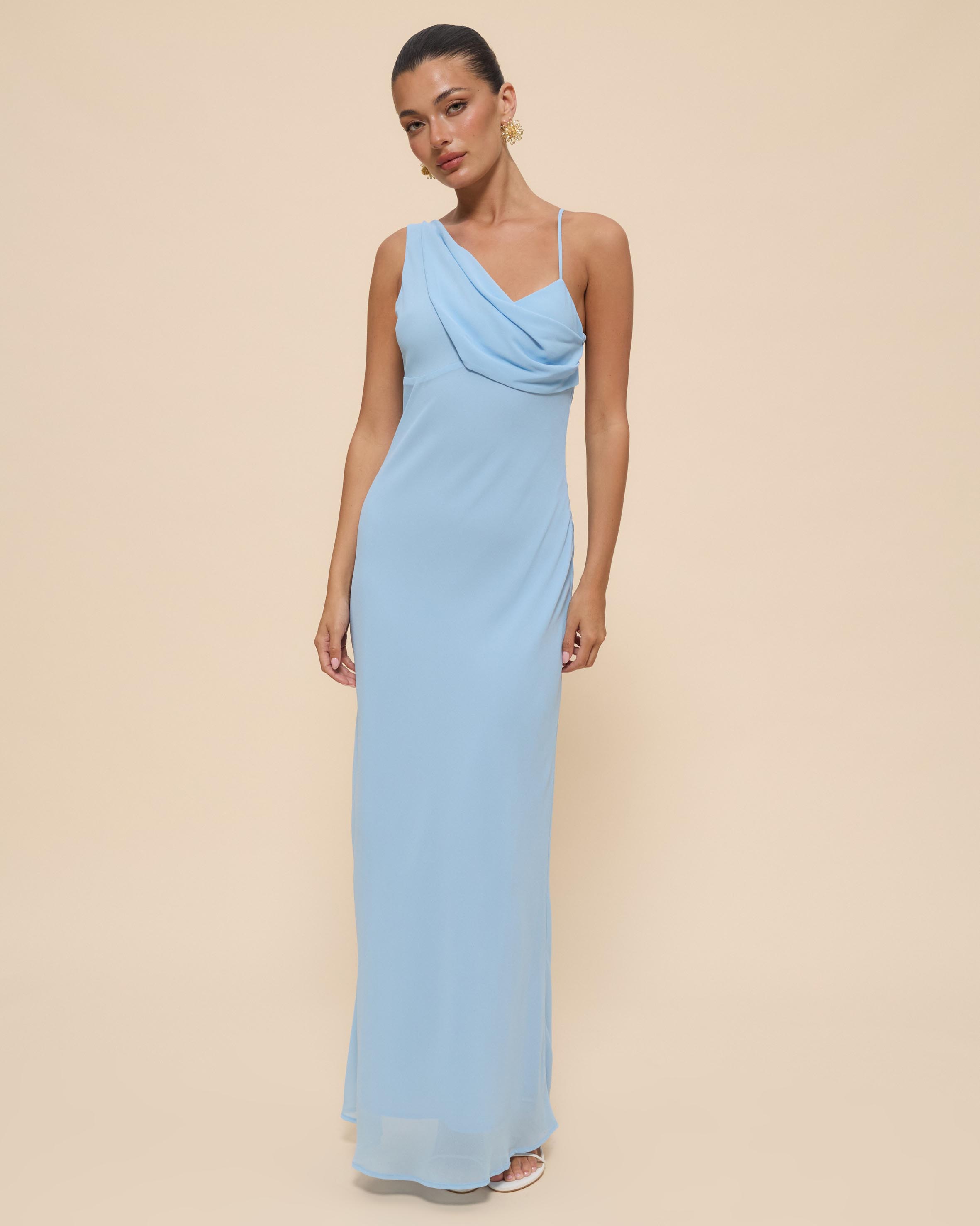 Elly Asymmetric Draped Cowl Maxi Dress