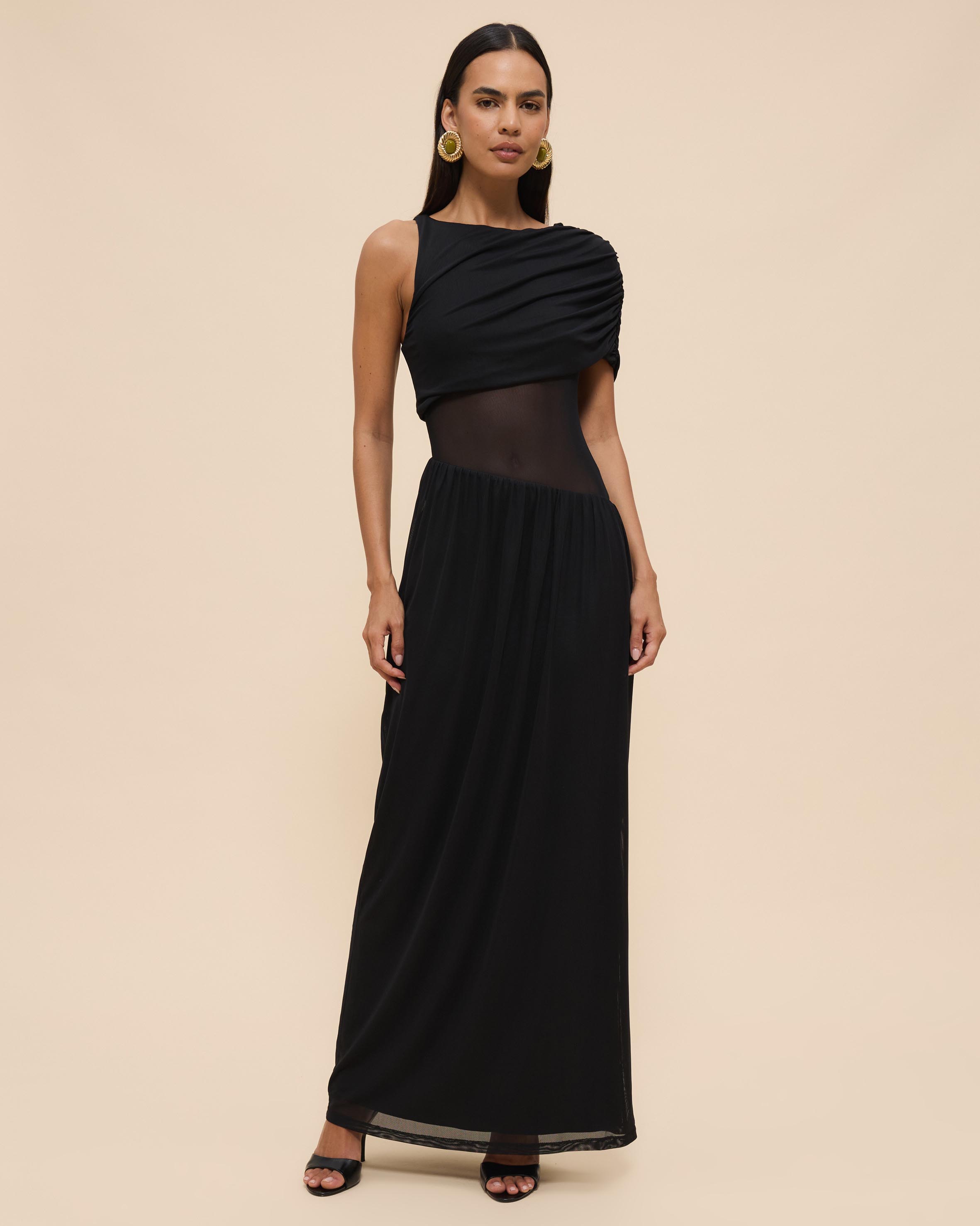Sofie Drape Shoulder Maxi Dress