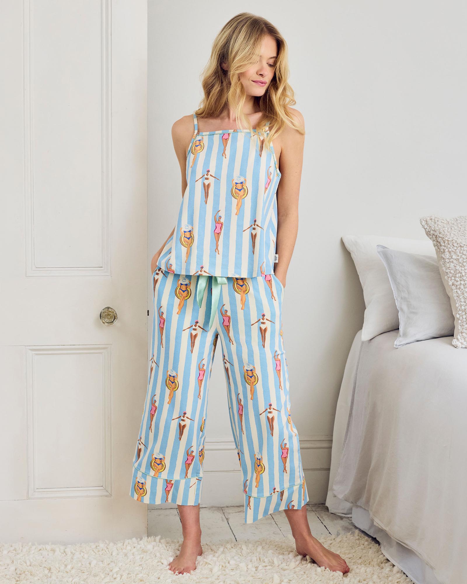 Organic Cotton Swimmers Stripe Cami Pyjama Set