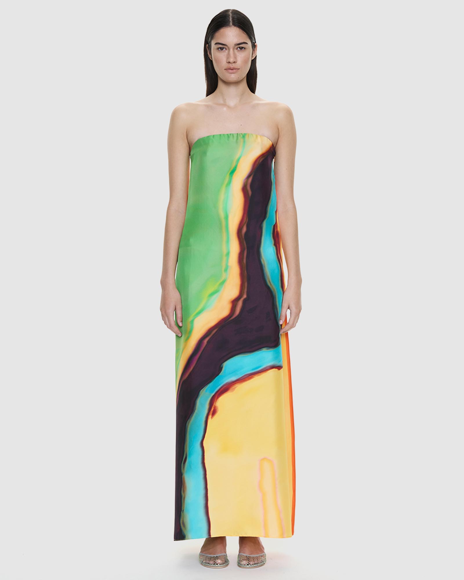 Aura Silk Strapless Dress