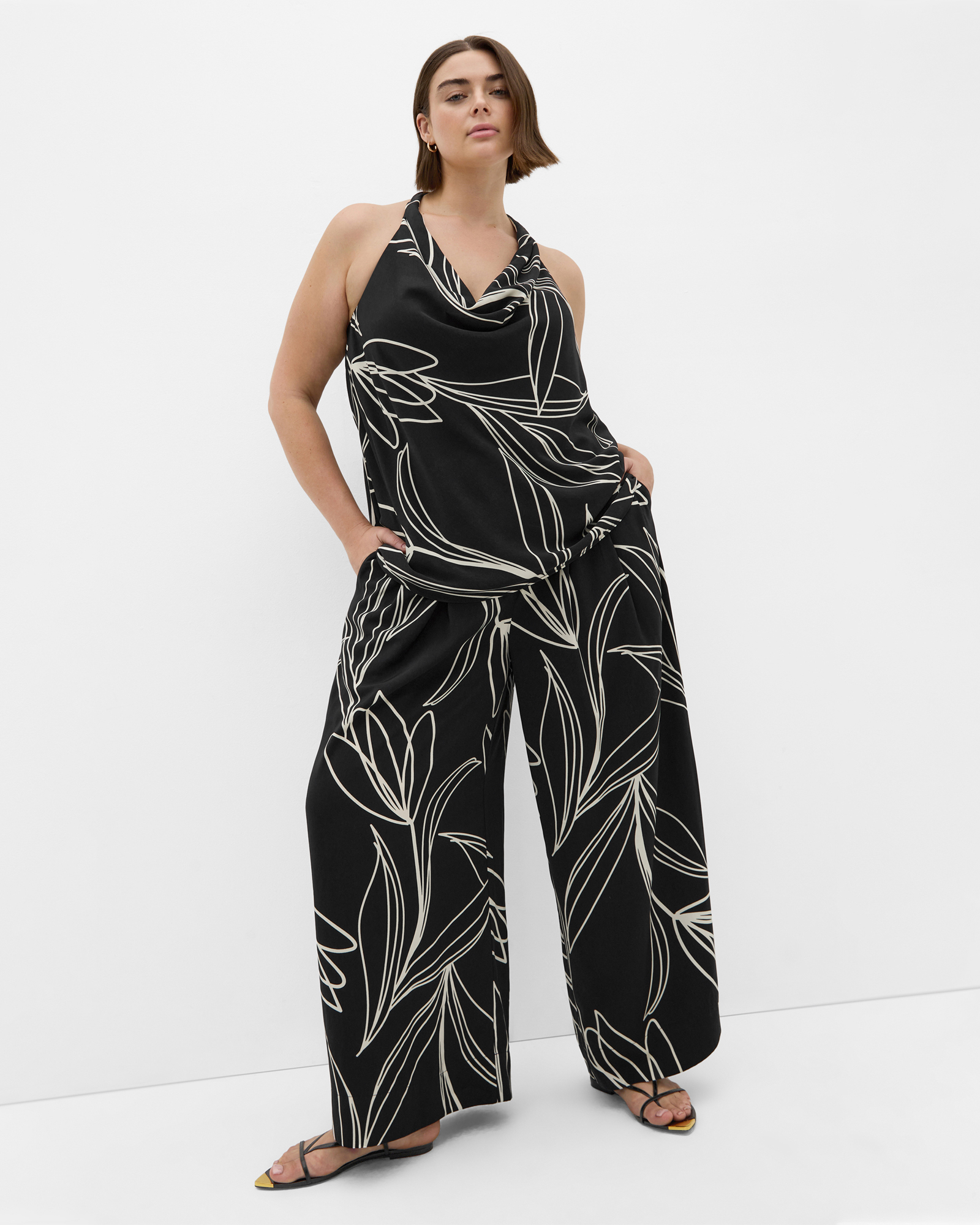 Shania Bloom Print Cowl Neck Top