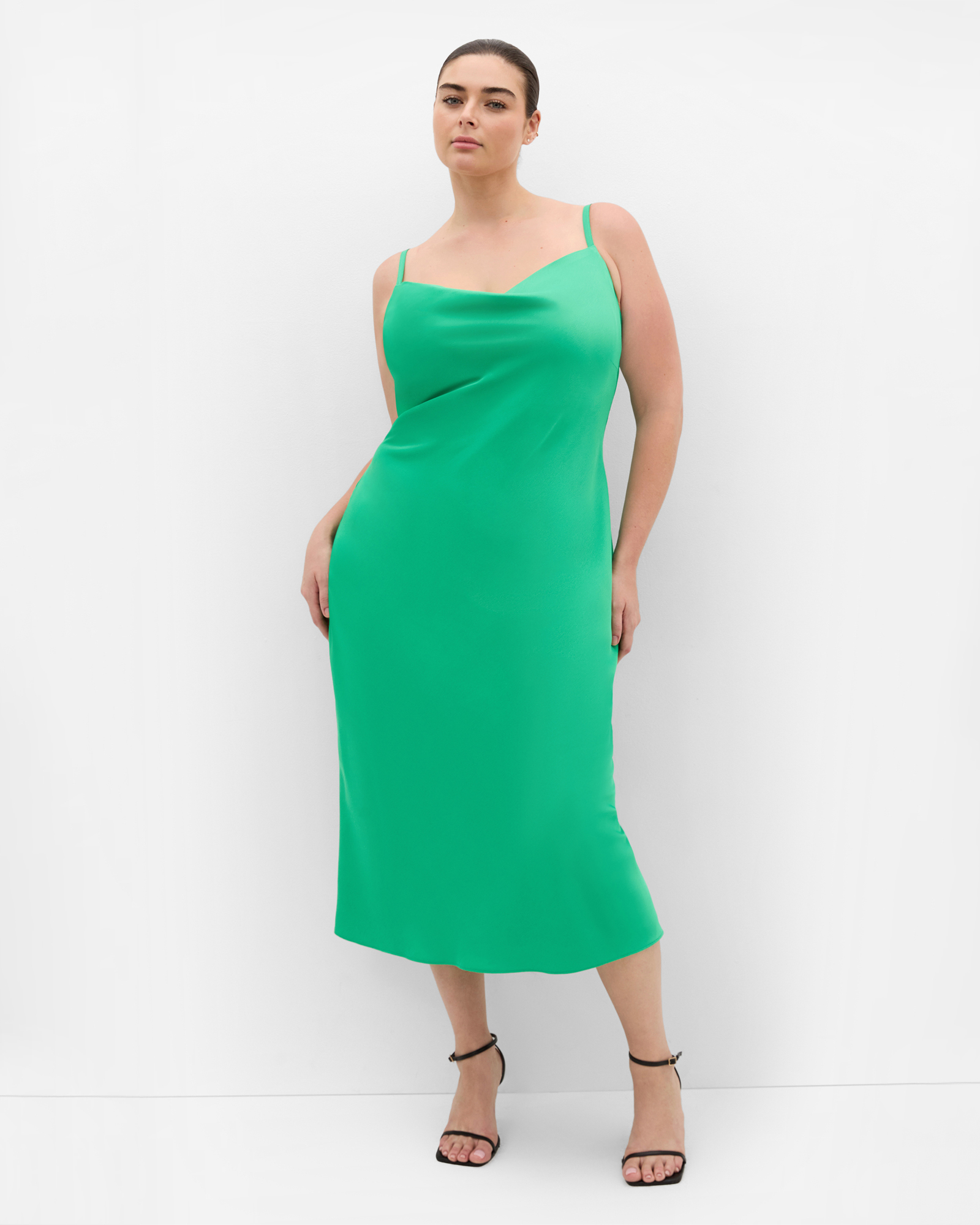 Sadie Satin Slip Dress - greenstone