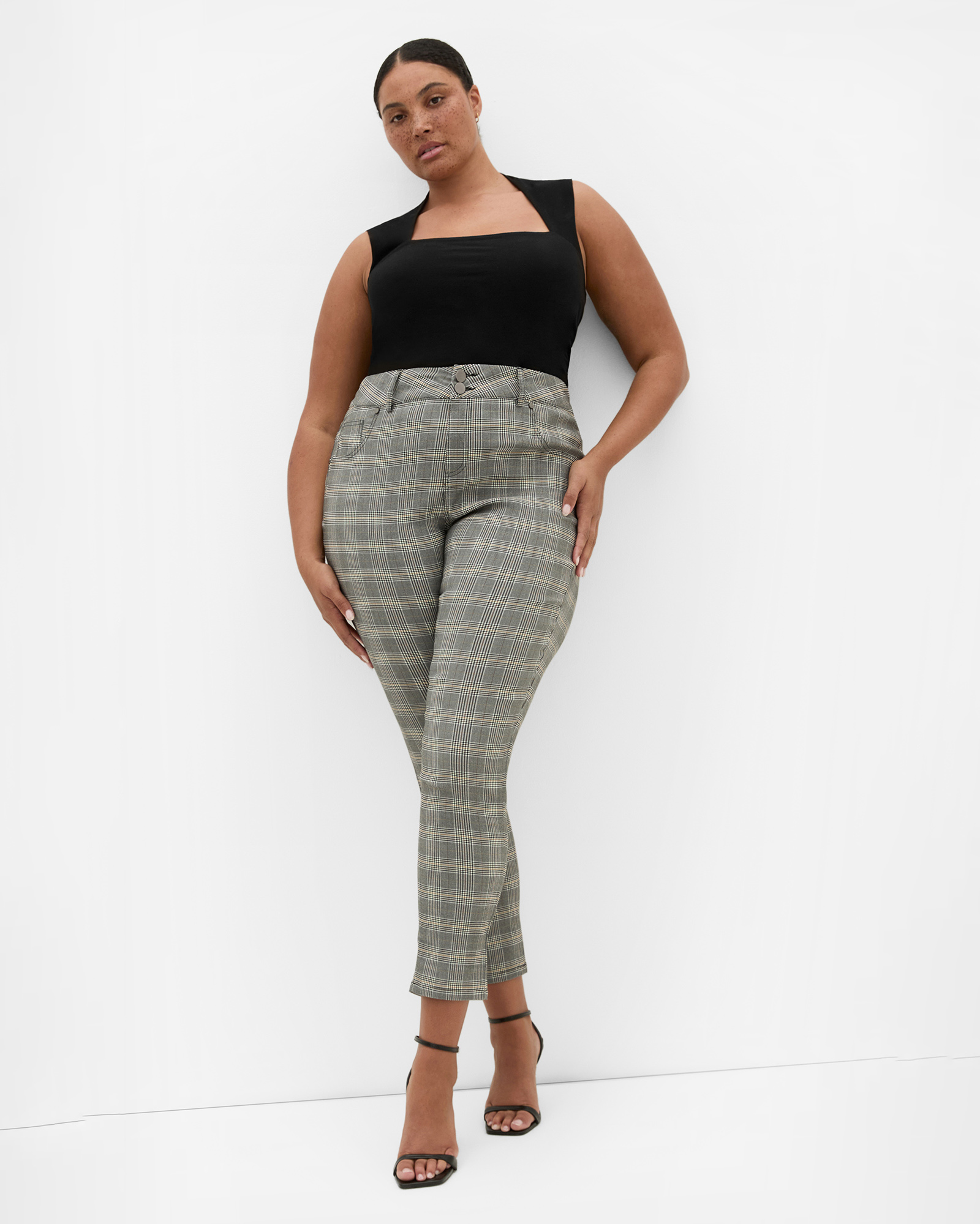 Plus size Bengaline Check Pant - black