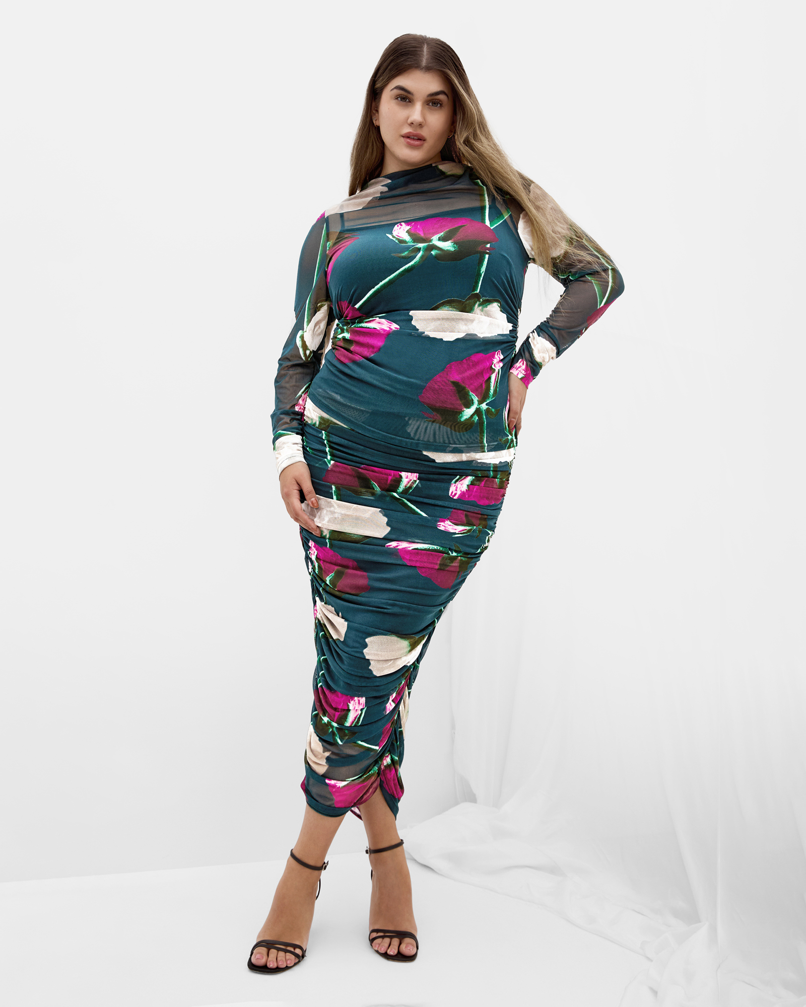 Livia Ruched Print Skirt