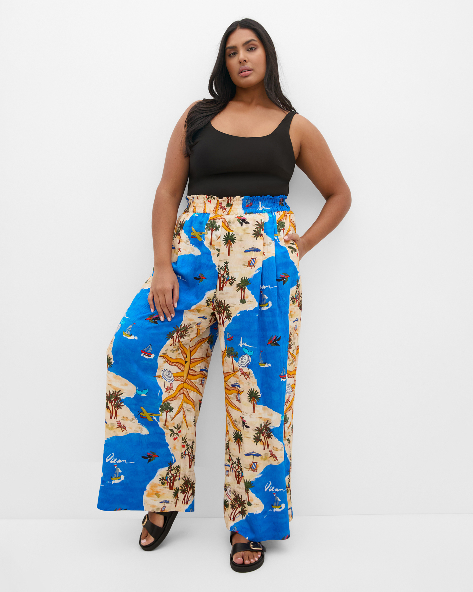 Postcard Placement Print Pant