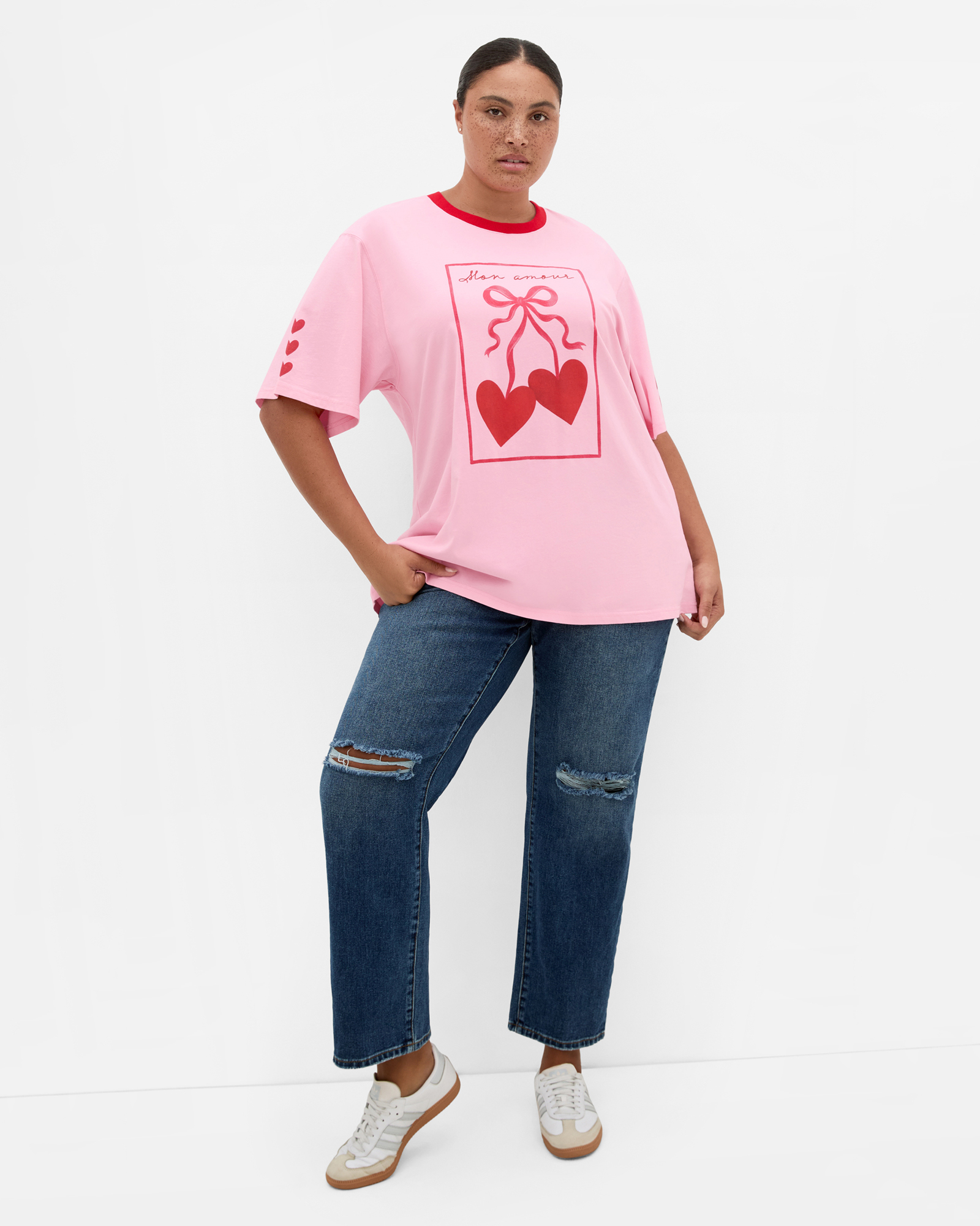 Mon Amour Oversized Tee - light pink