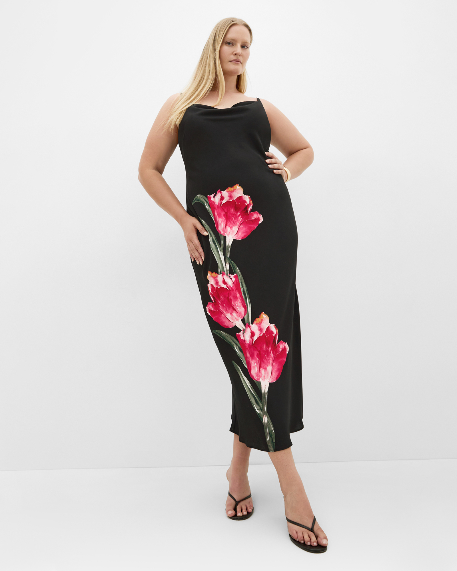 Averi Placement Slip Dress - black