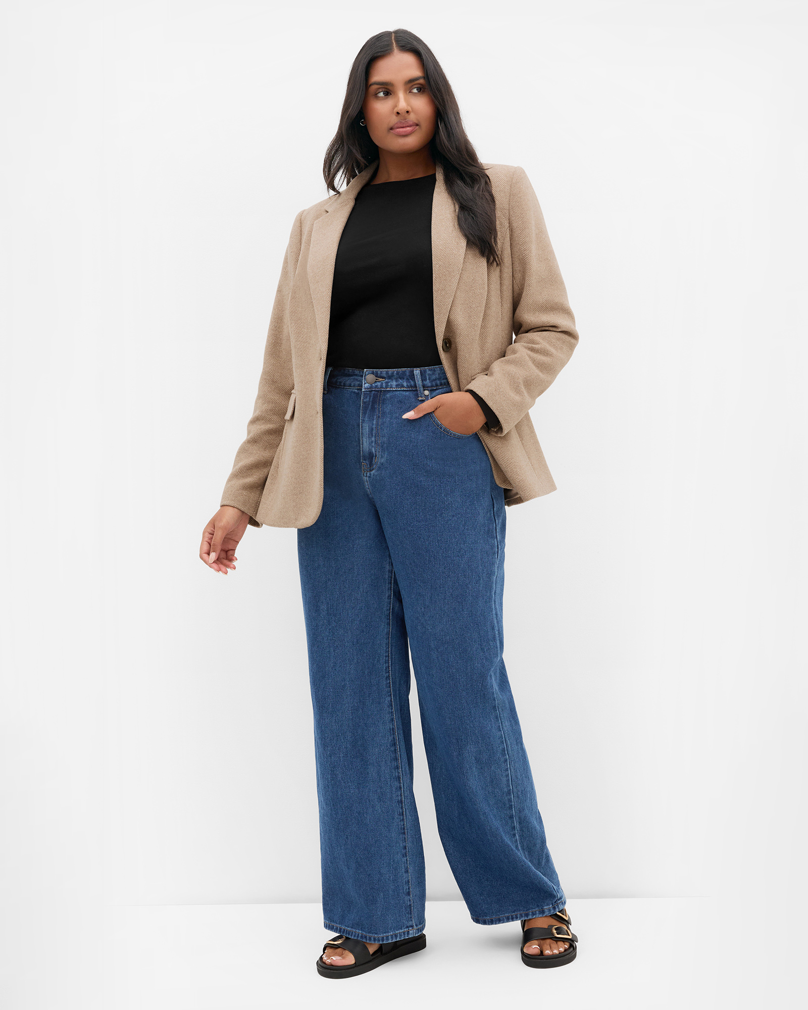 Plus size Oxford Melton Jacket - caramel