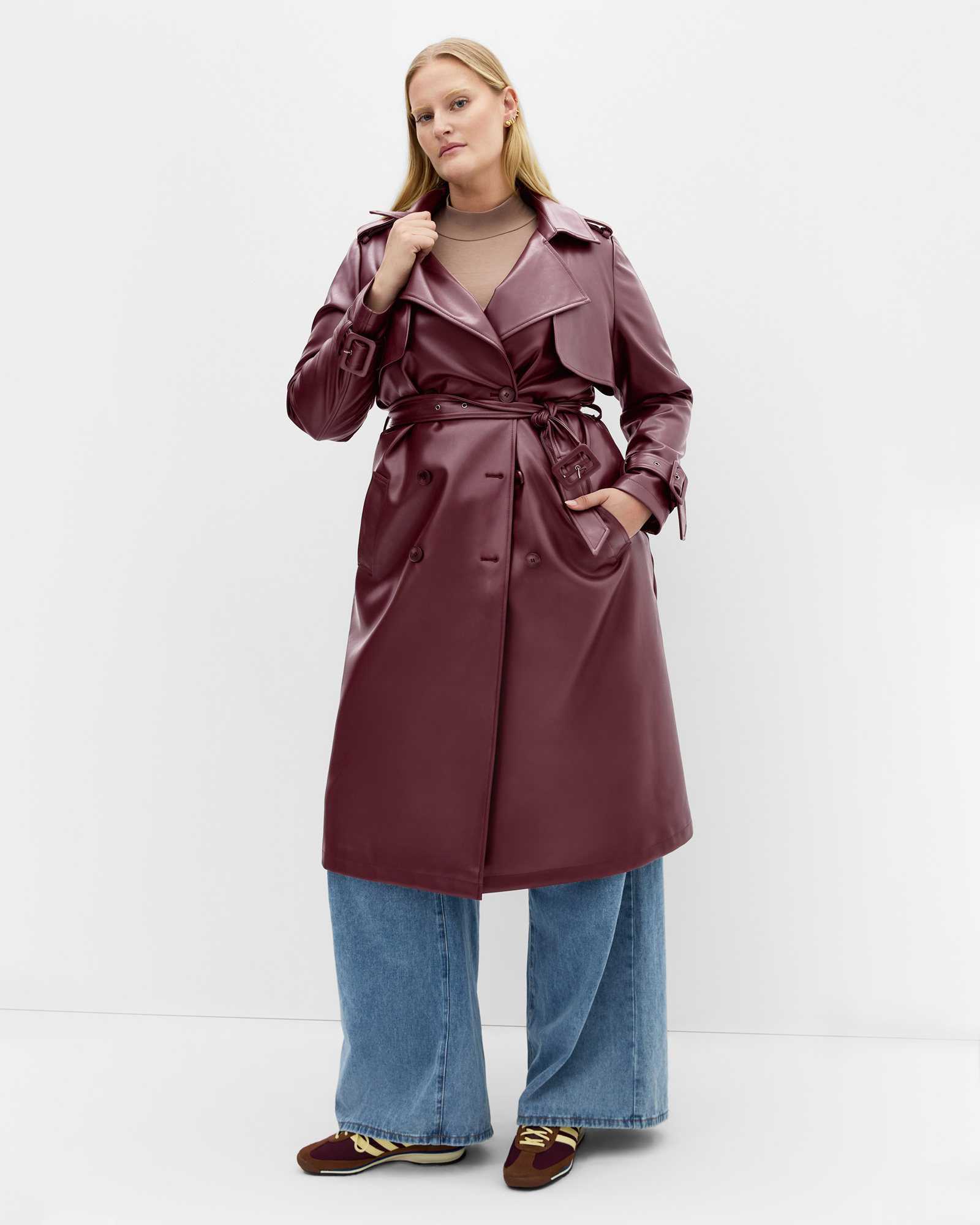 Tori Faux Leather Trench