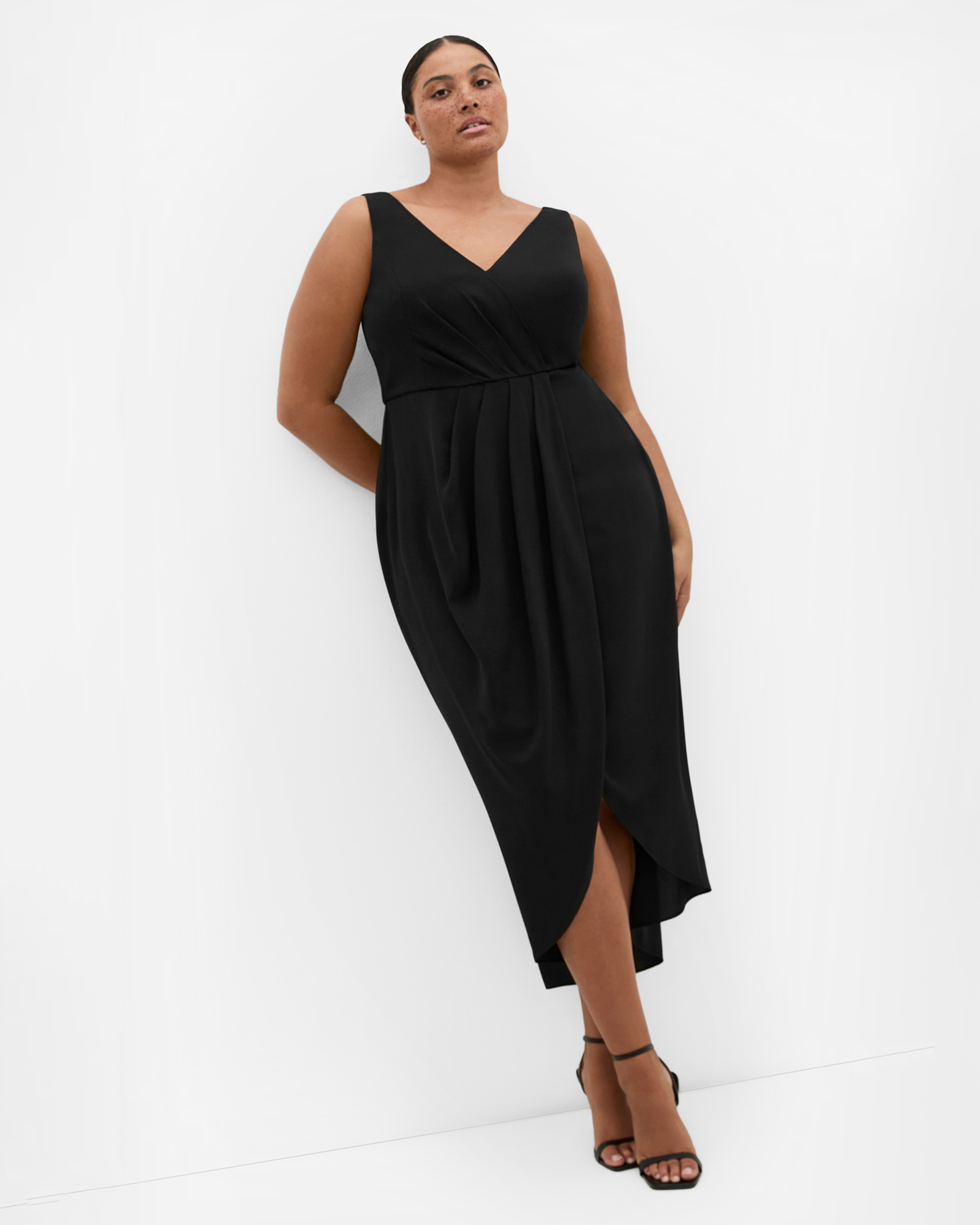 Plus size Cherish V Drape Maxi Dress - black