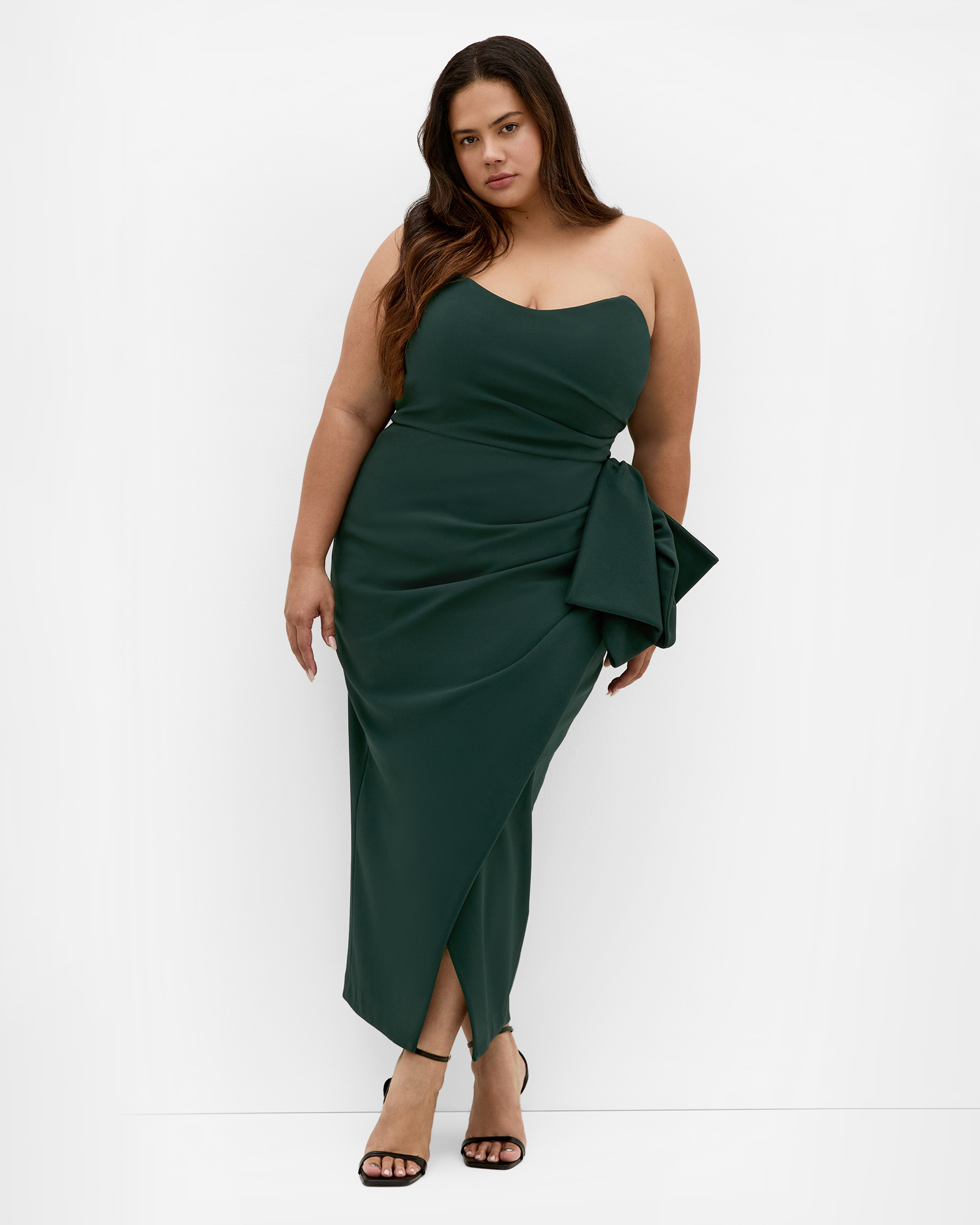 Plus size Camellia Strapless Midi Dress - forest
