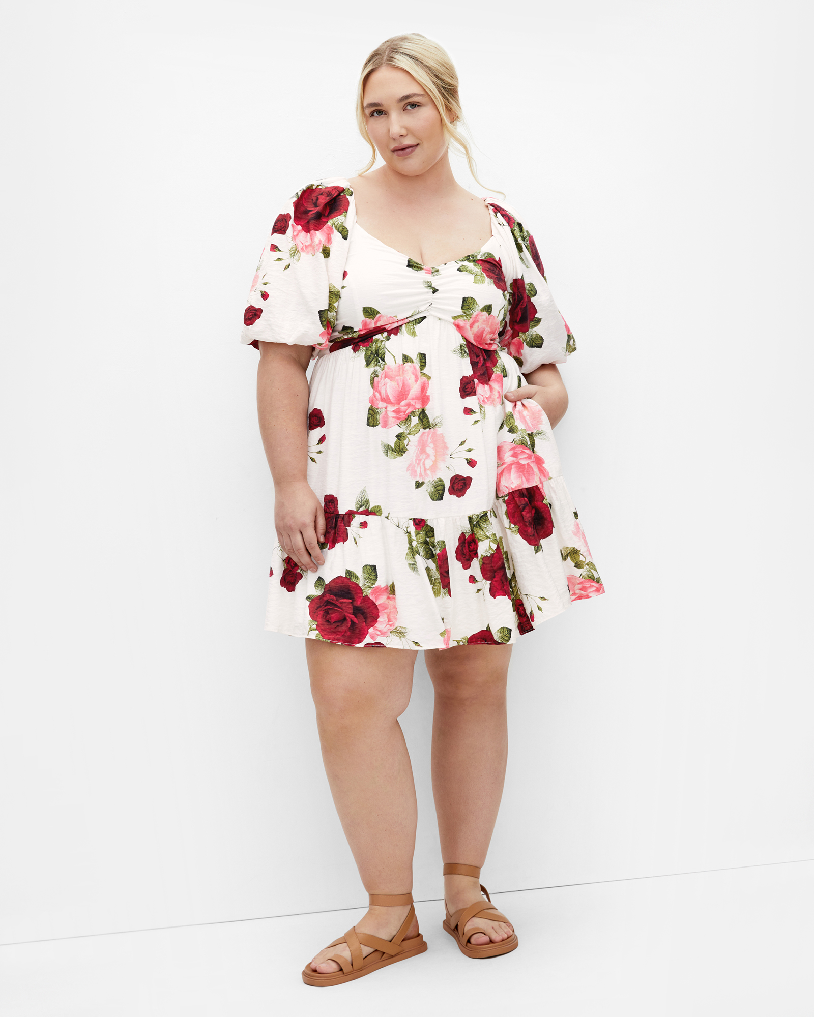 Mindy Print Babydoll Mini Dress