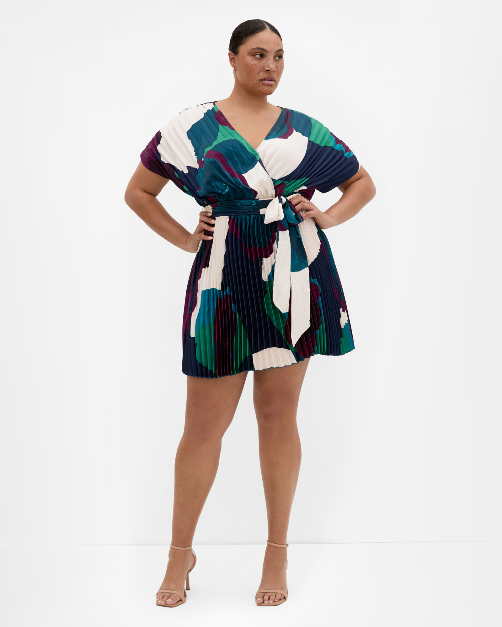 Hailey Abstract Print Pleat Mini Dress