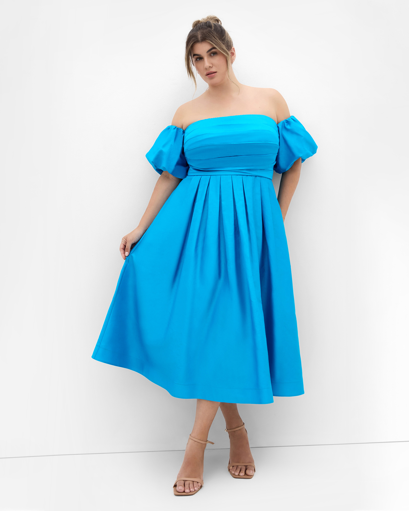 Rosalee Puff Sleeve Midi Dress