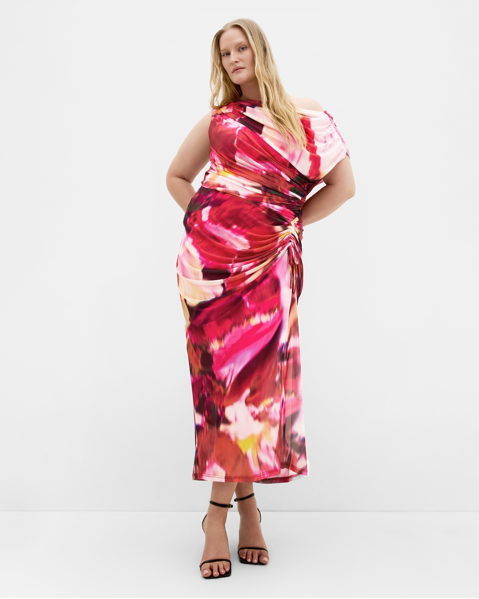 Vivid Mesh Print Maxi Dress