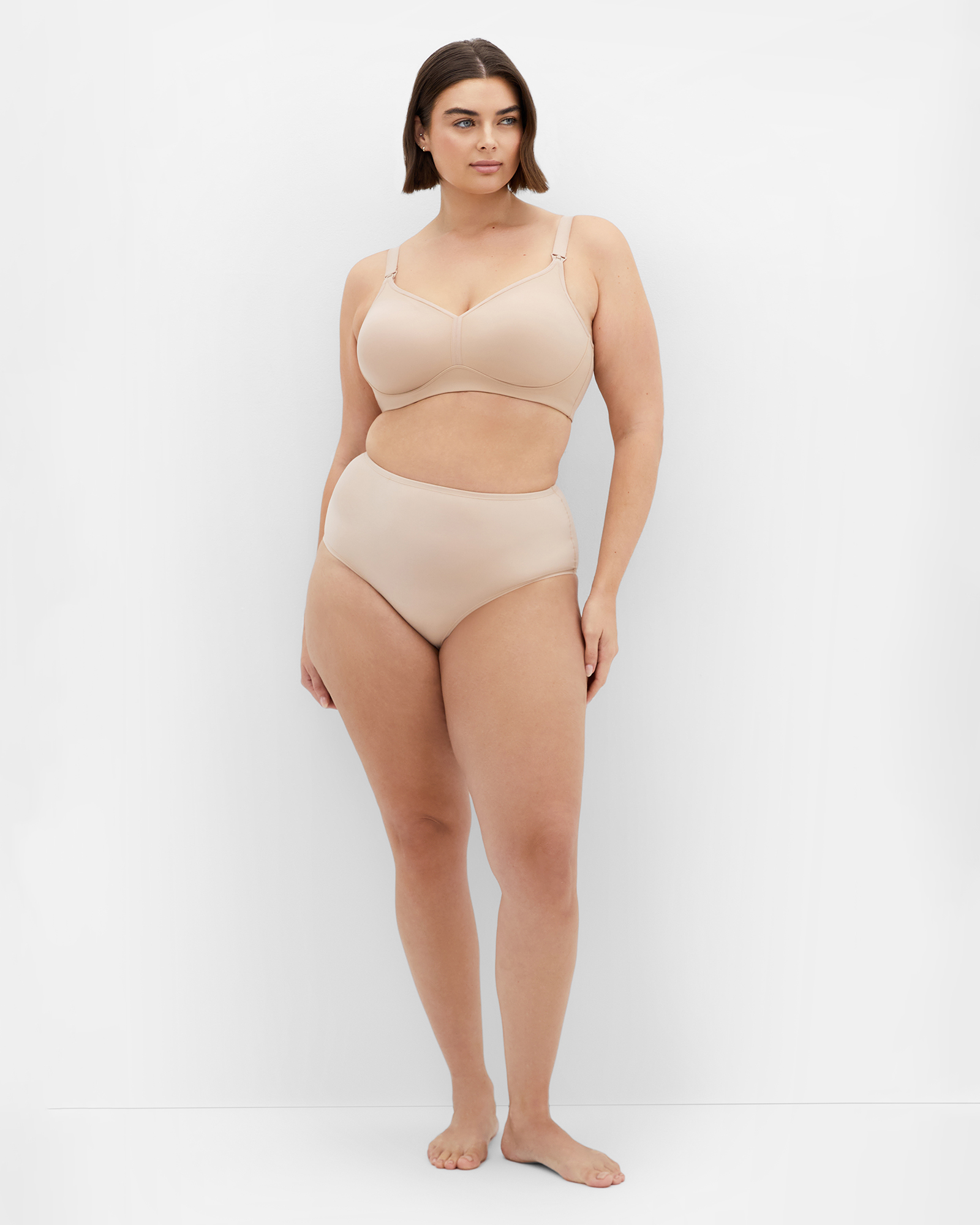Plus size Wireless Maternity Bra - latte