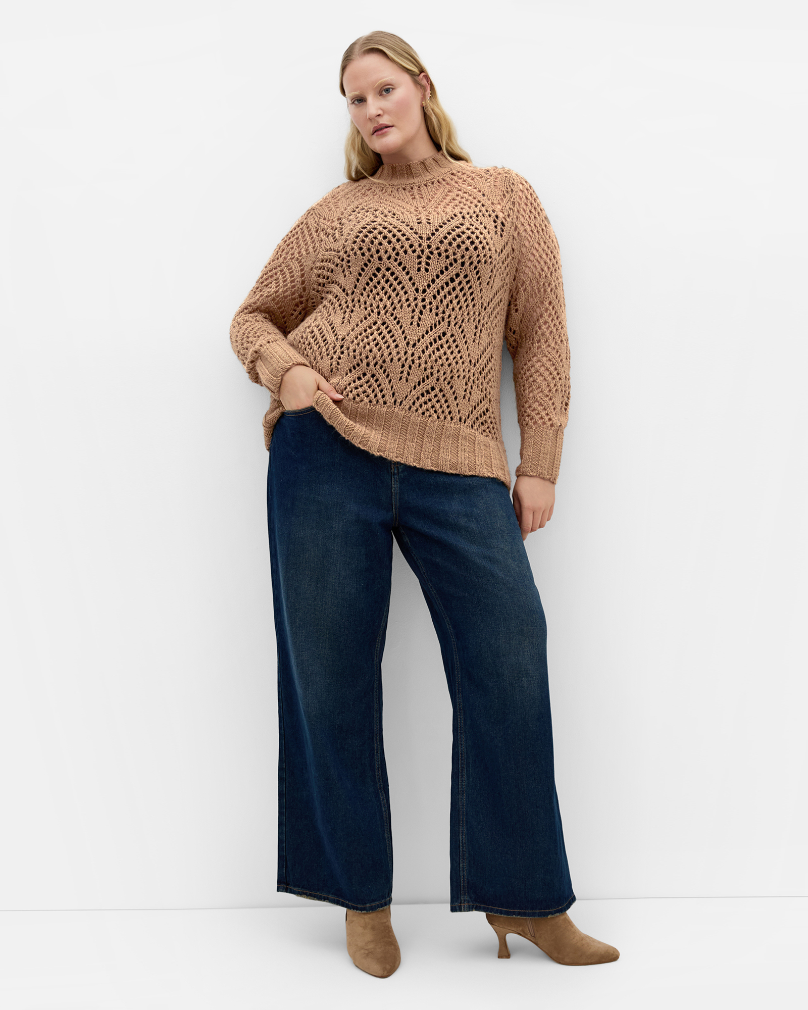 Plus size Beck Wool Blend Jumper - mushroom
