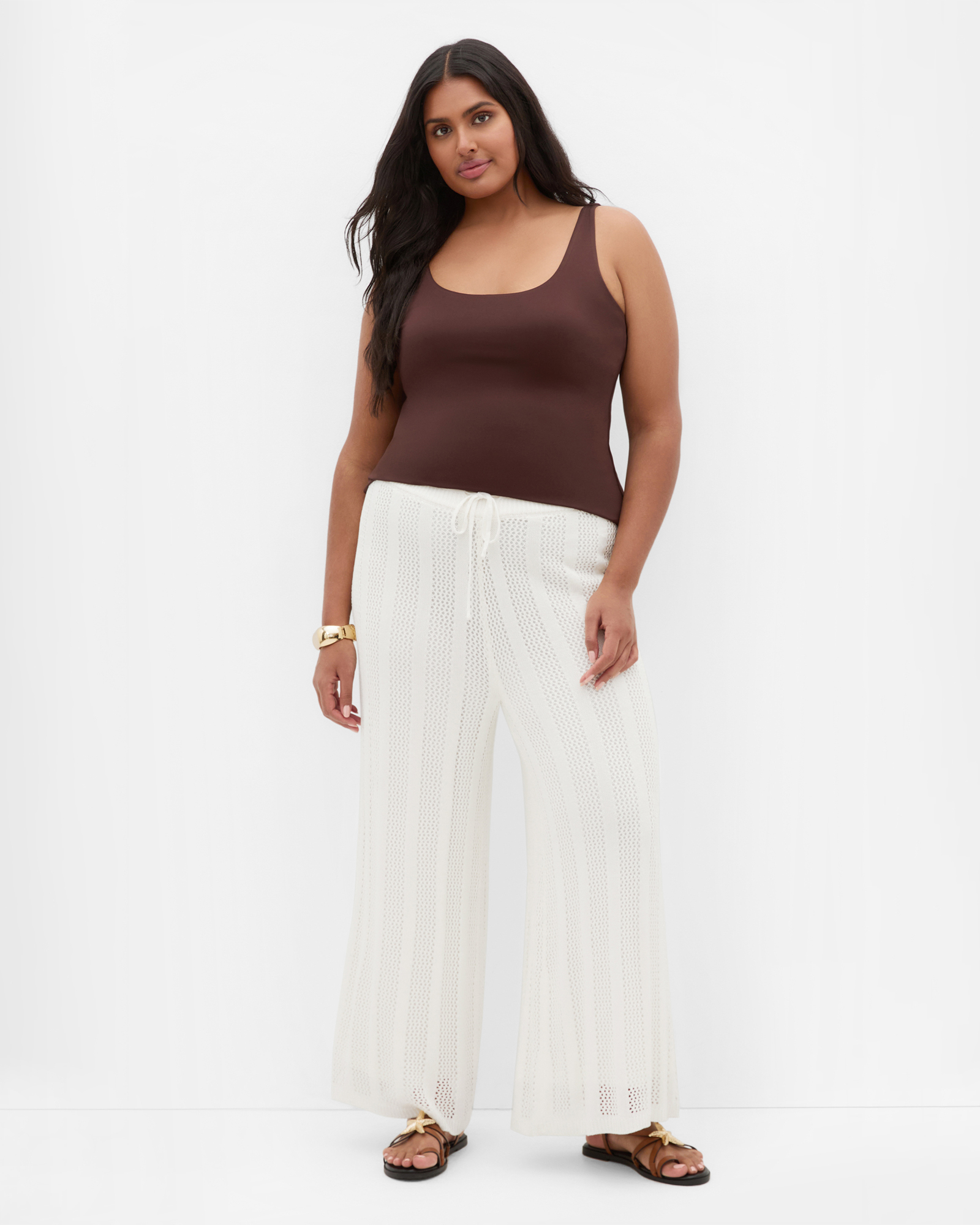 Plus size Crochet Wide Leg Pant - creme