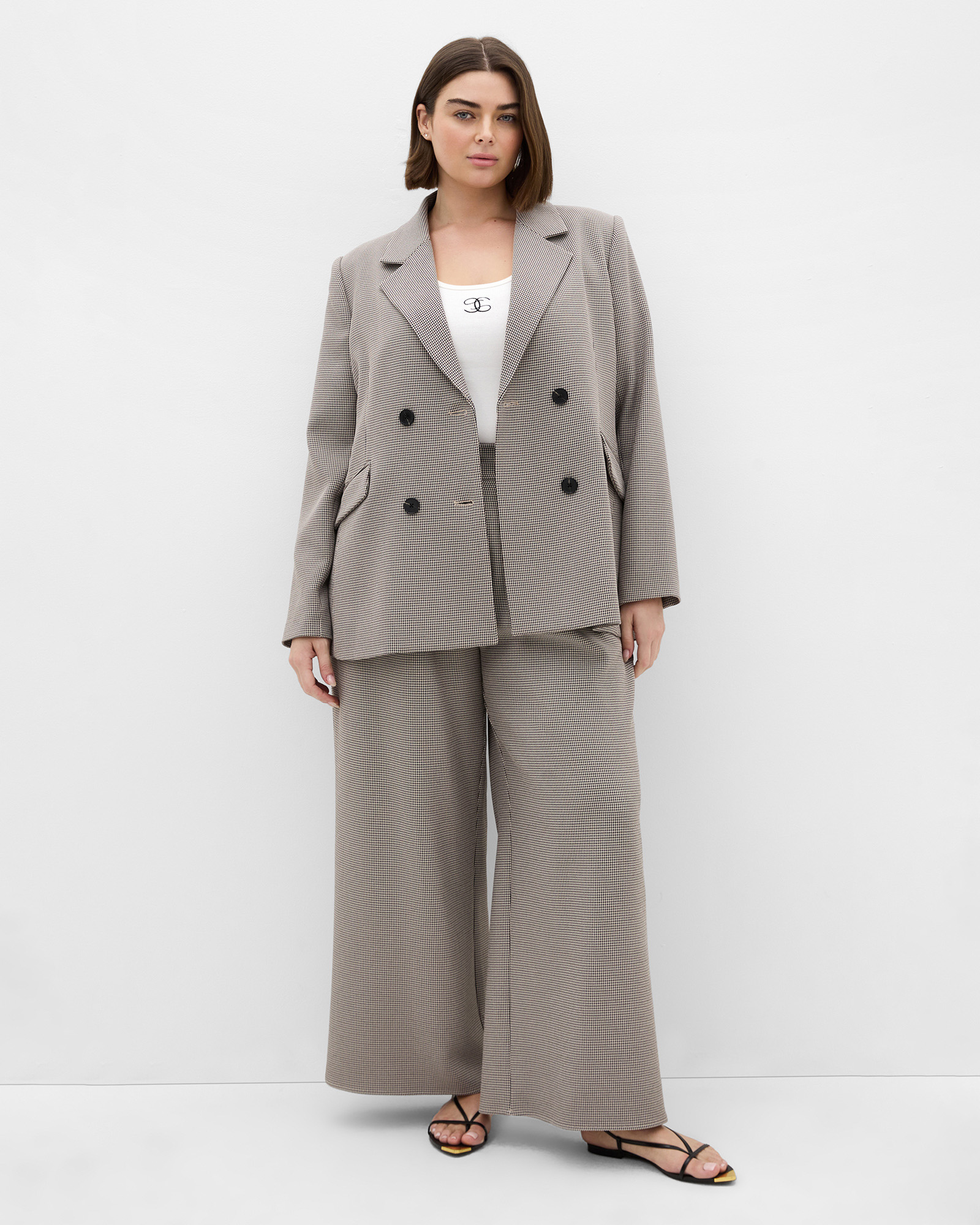 Plus size Hailey Check Pant - neutral