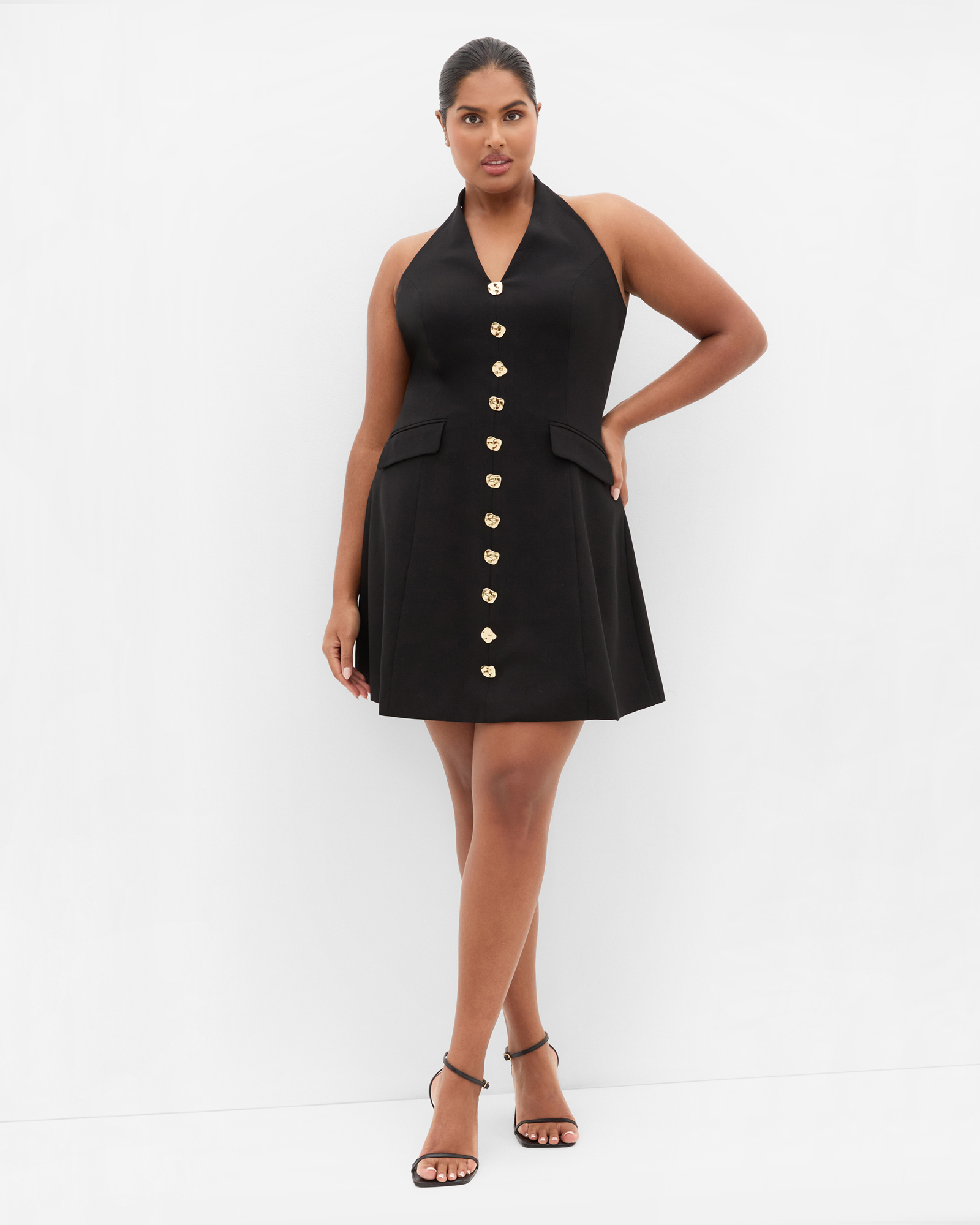 Plus size Tori Halter Mini Dress - black