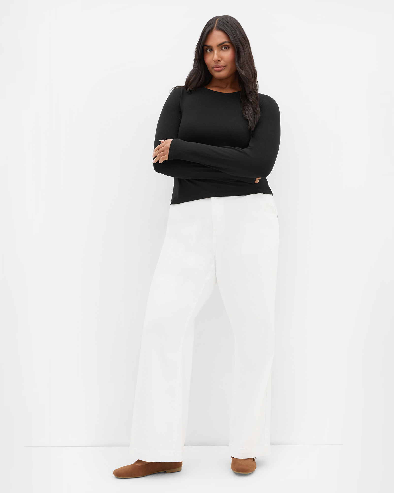 Plus size Karla Long Sleeve Tee - black