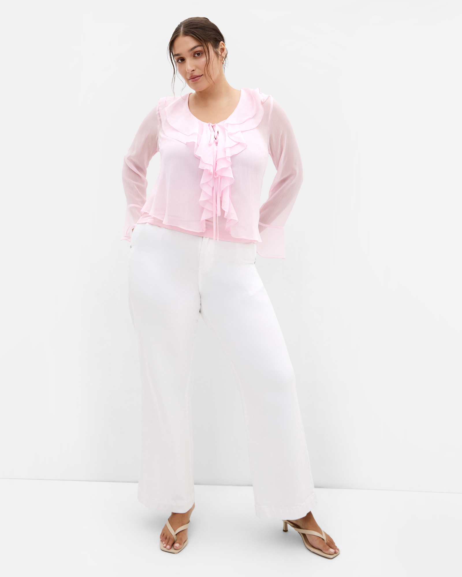 Plus size Luscious Sheer Ruffles Top - pout