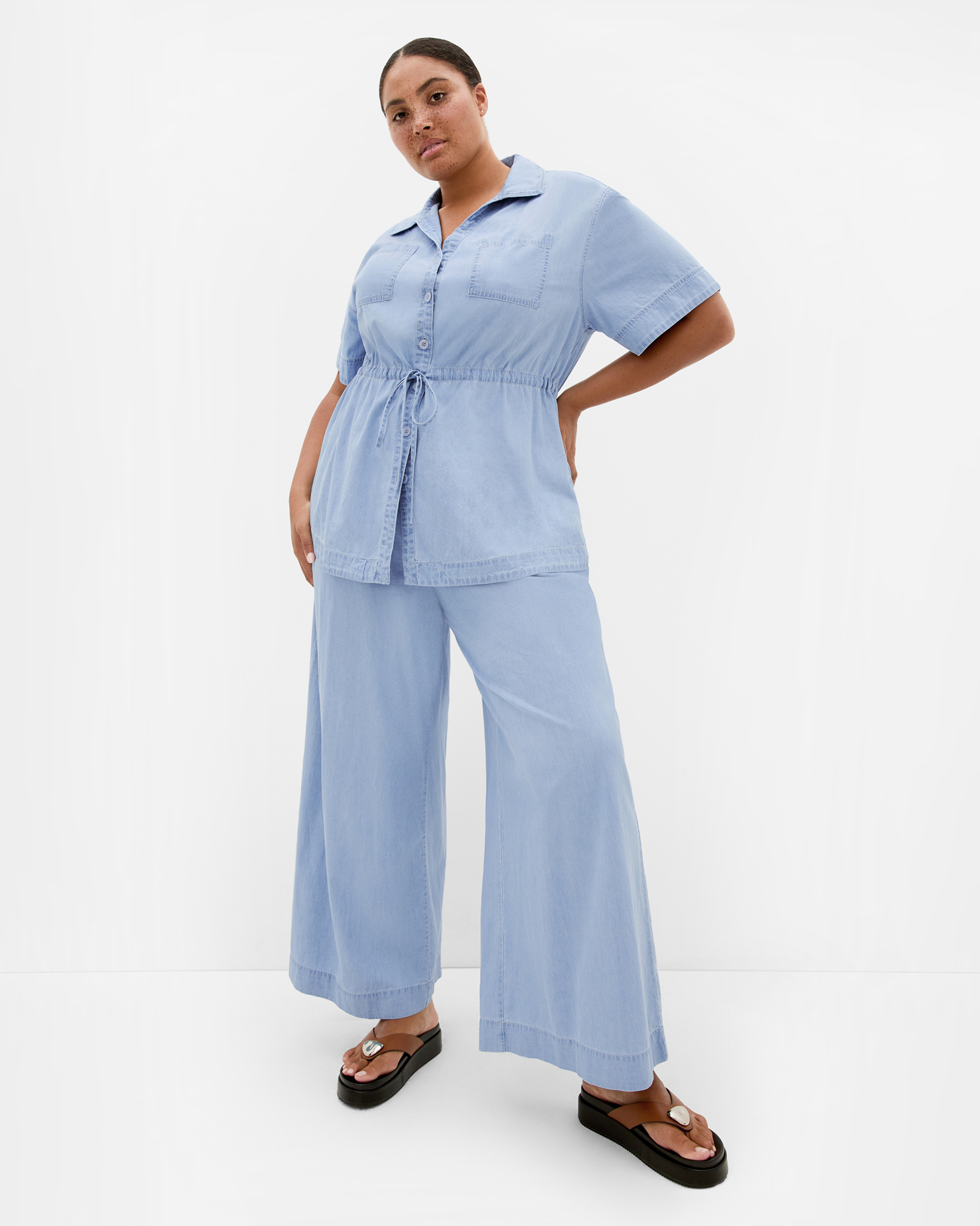 Plus size Mikayla Denim Shirt - light wash