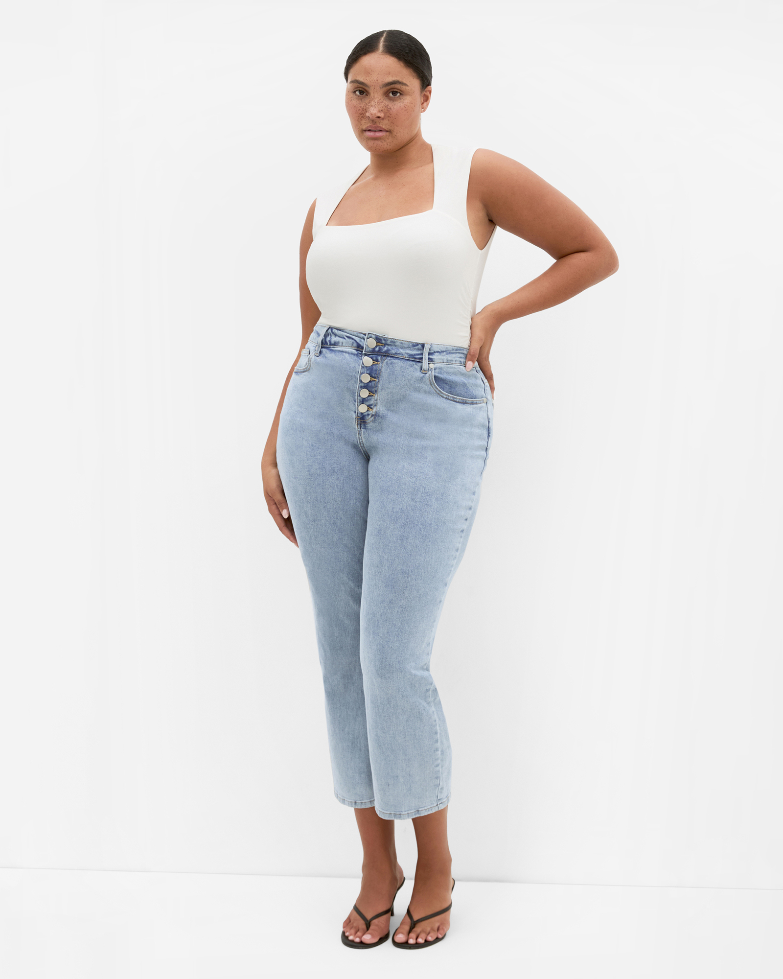 Plus size Harley Fit Sass Straight Leg Crop Jean - light wash