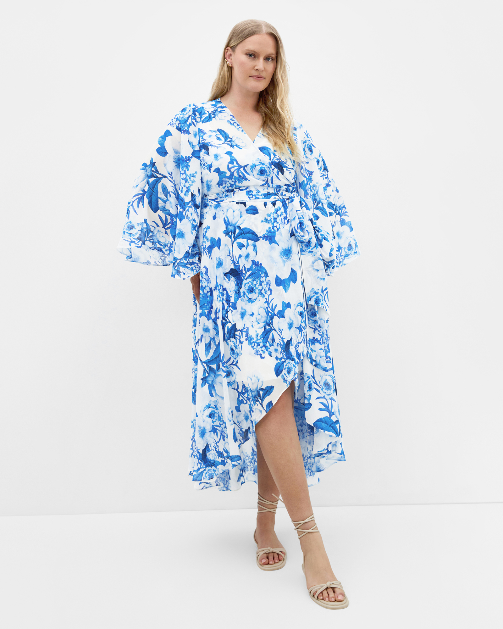 Plus size Fleetwood Bluebell Print Maxi Dress - bluebell