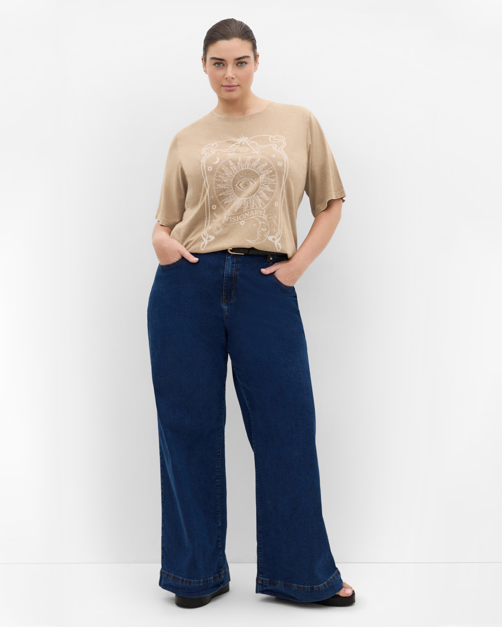 Plus size Lola Cotton Tee - taupe wash