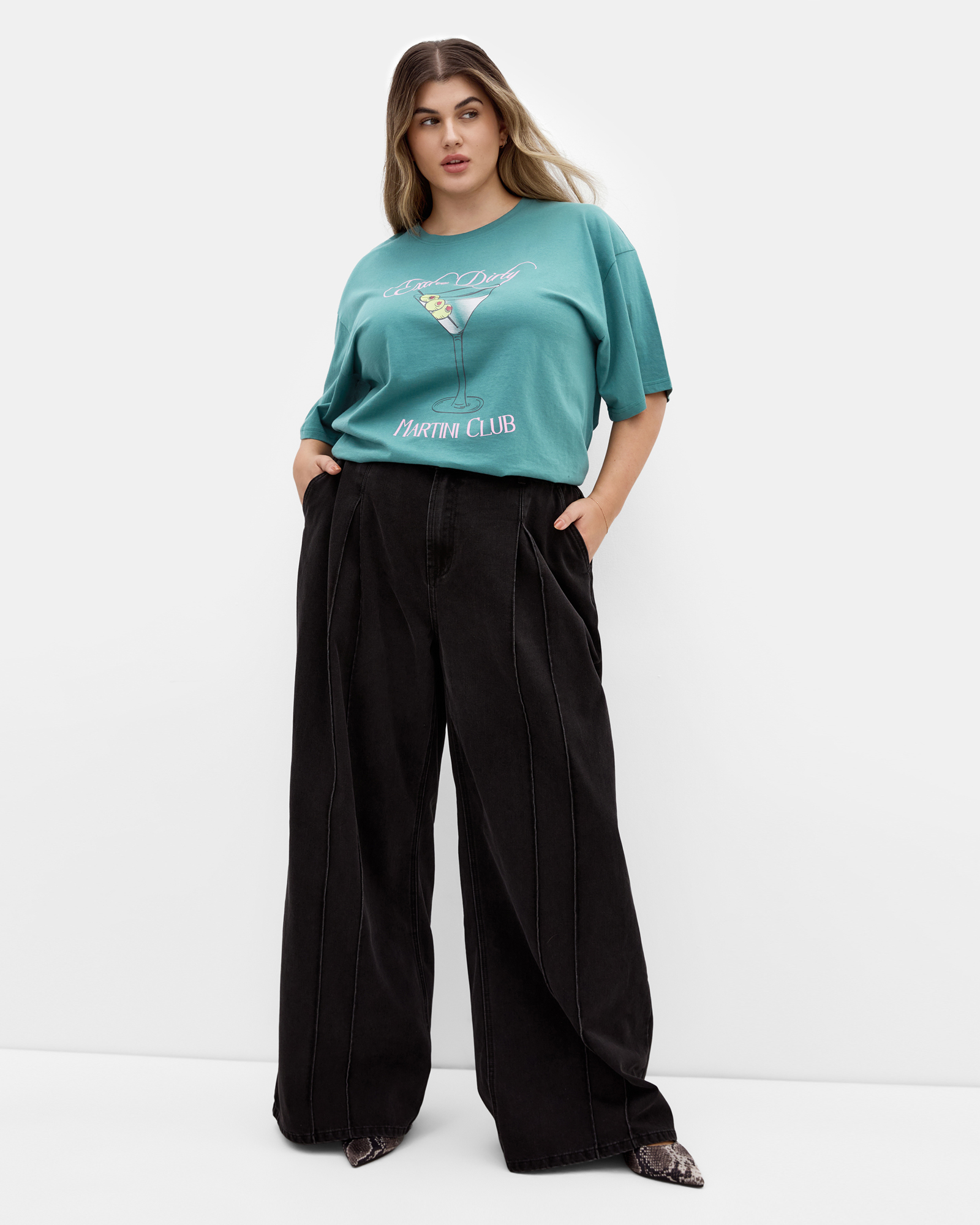 Oversized Martini Print Tee