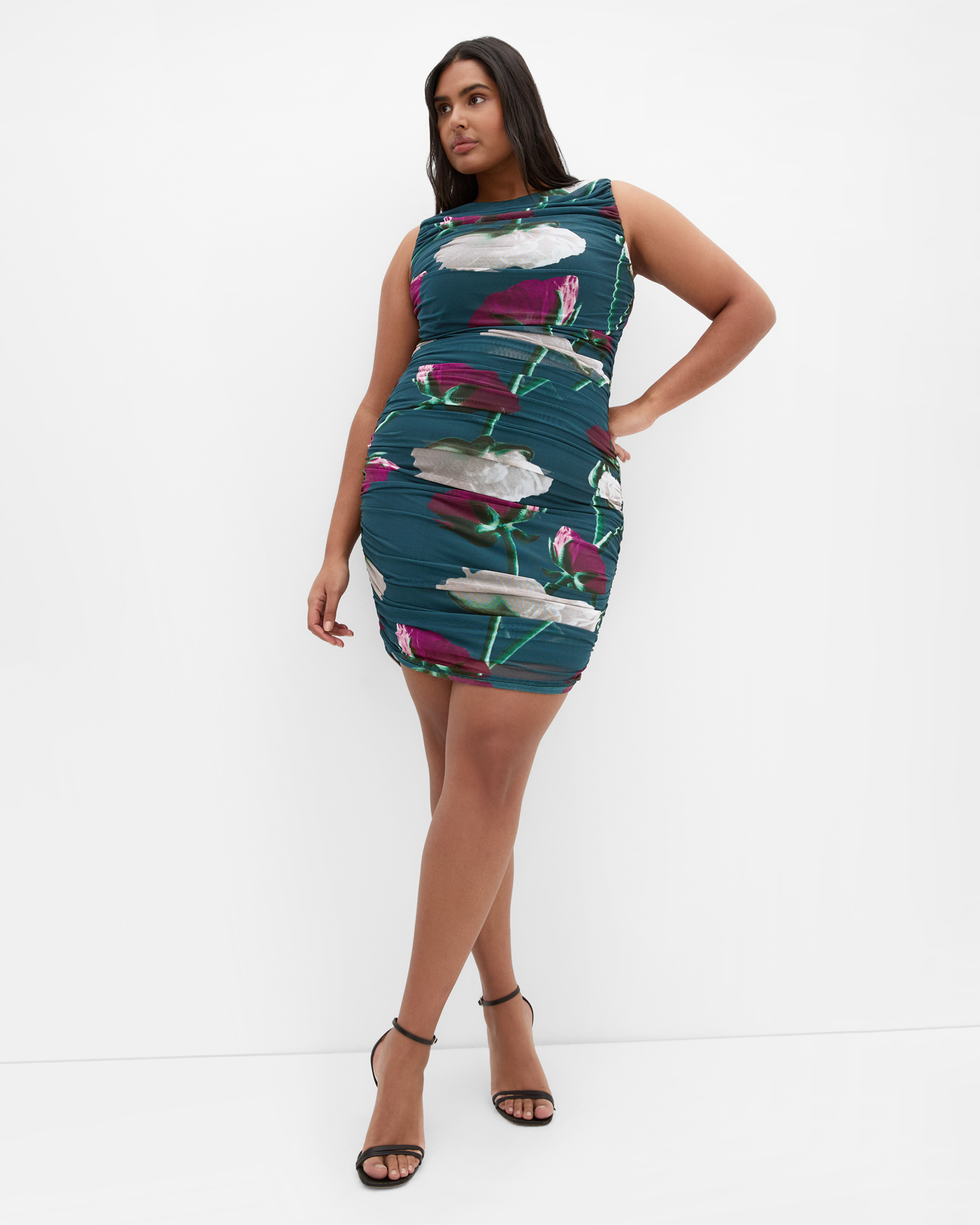 Halo Ruched Print Mini Dress