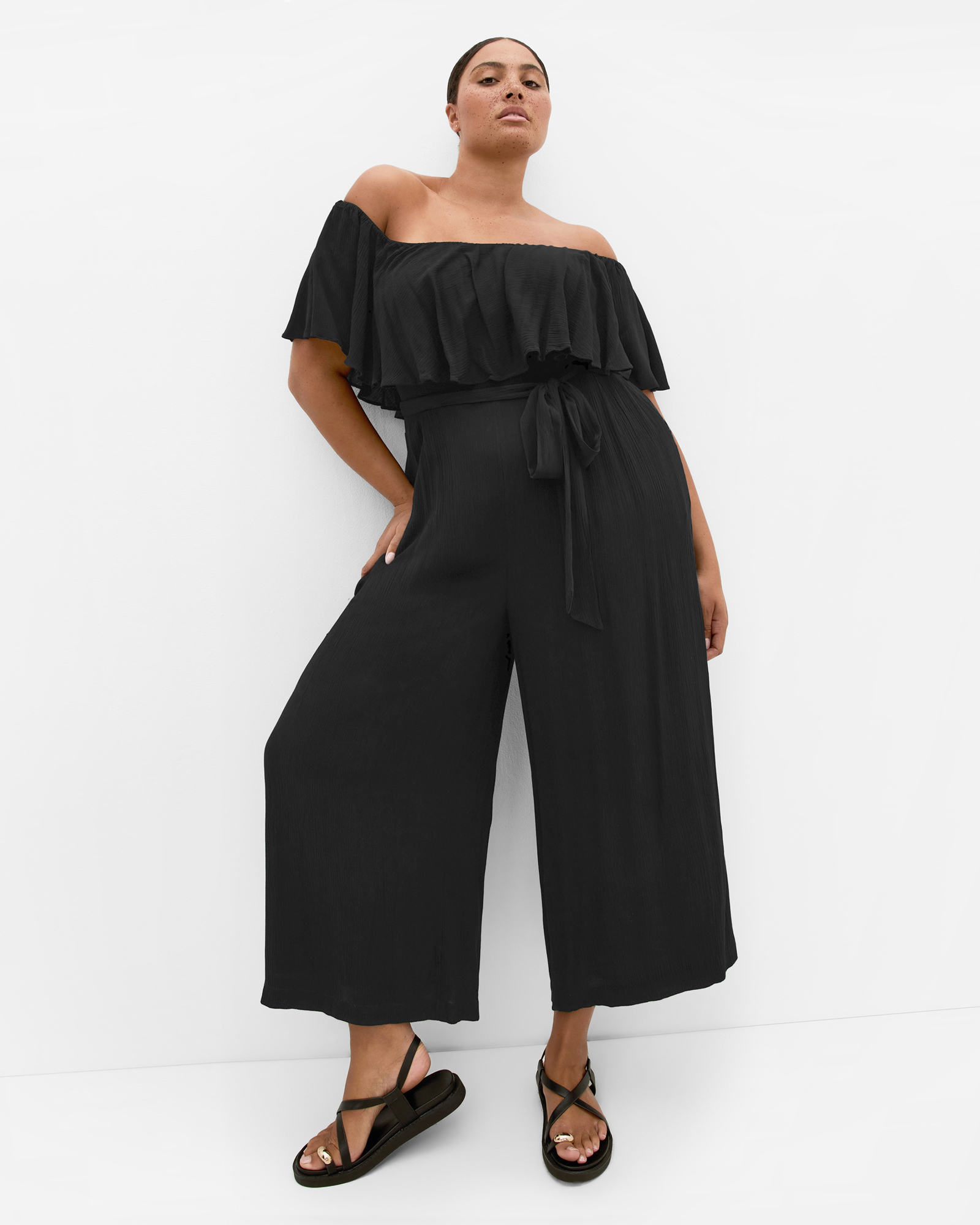 Plus size Emery Off Shoulder Jumpsuit - black