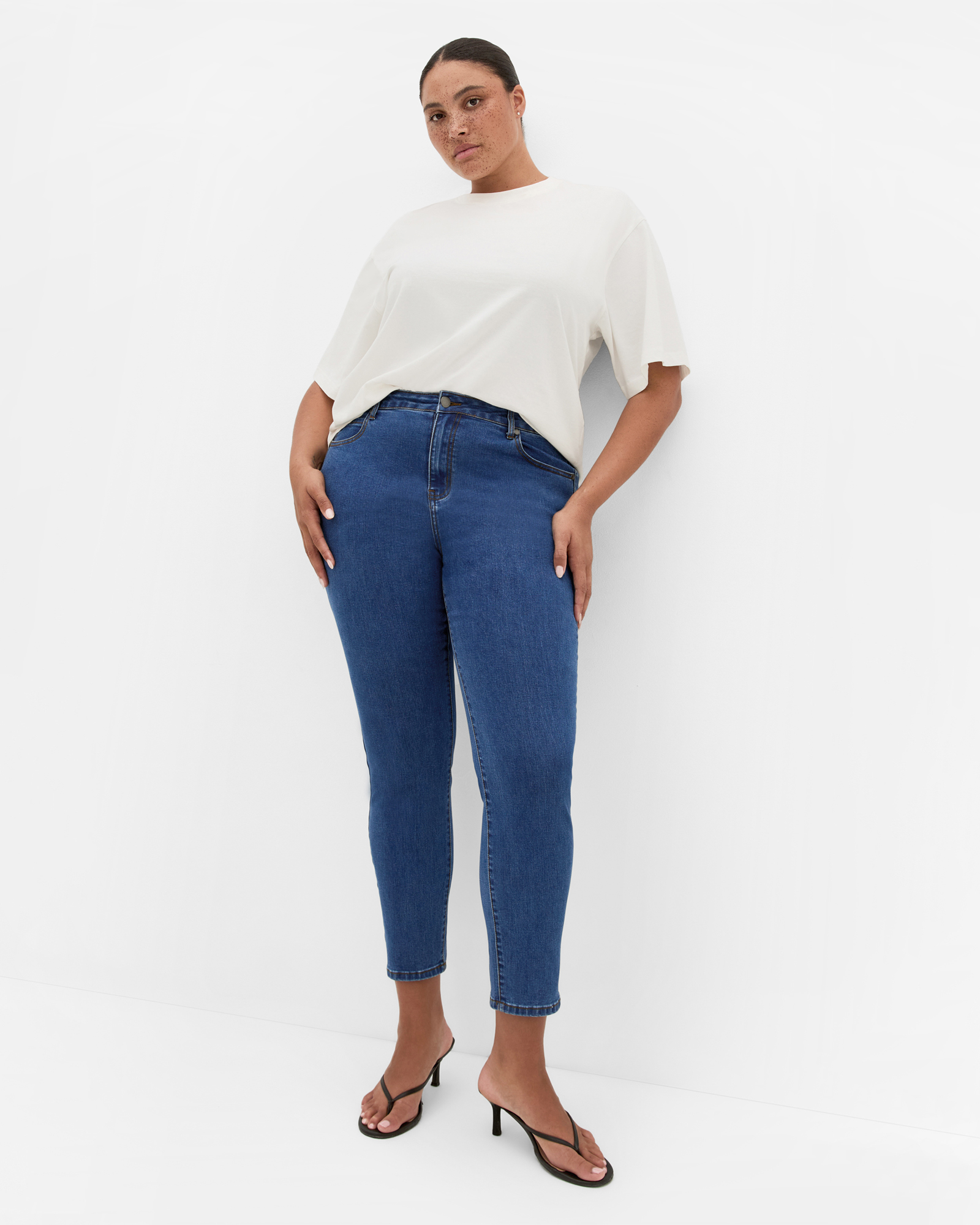 Plus size Harley Fit Scarlet Skinny Leg Ankle Grazer Jean - mid wash