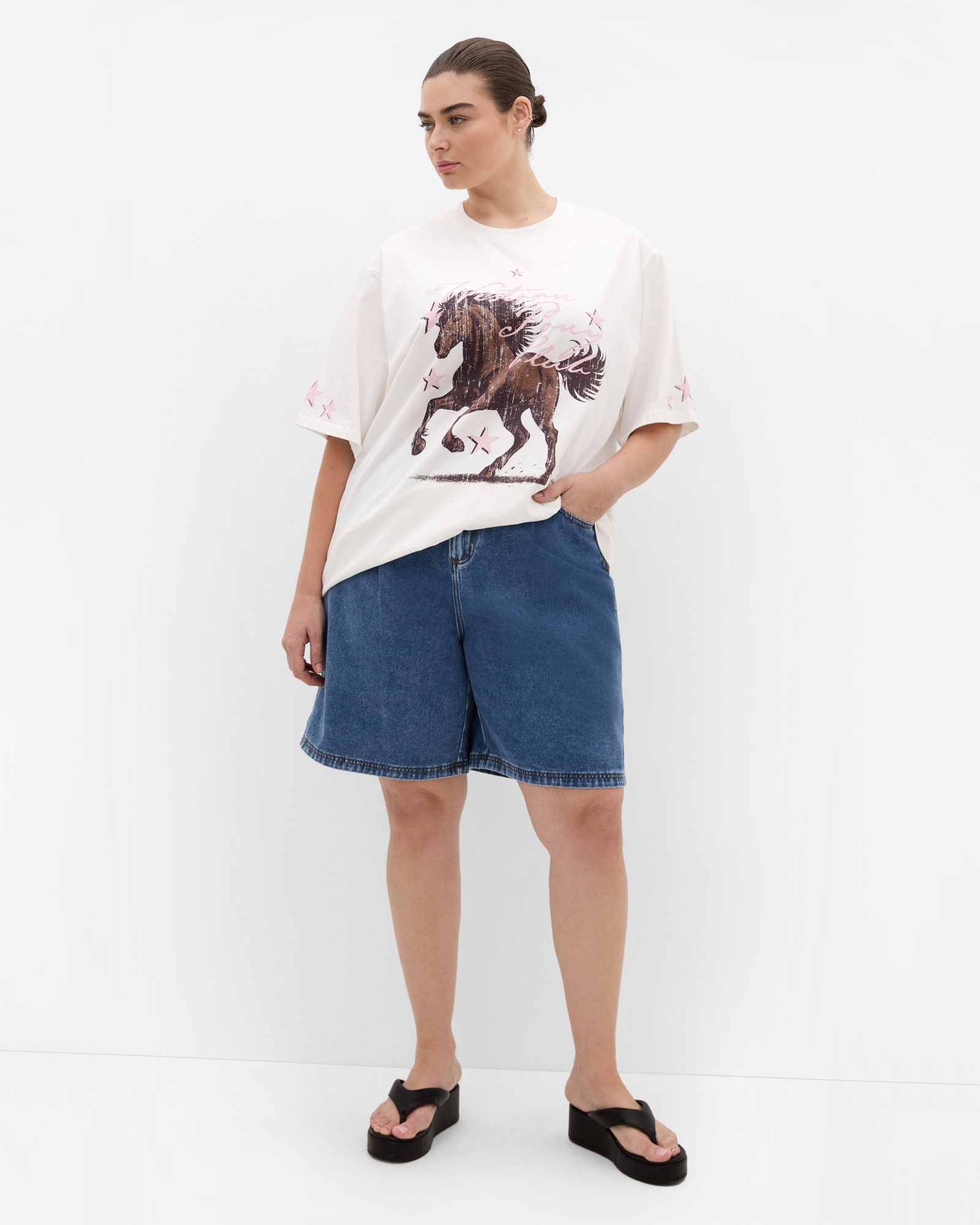 Plus size Pony Club Tee - white