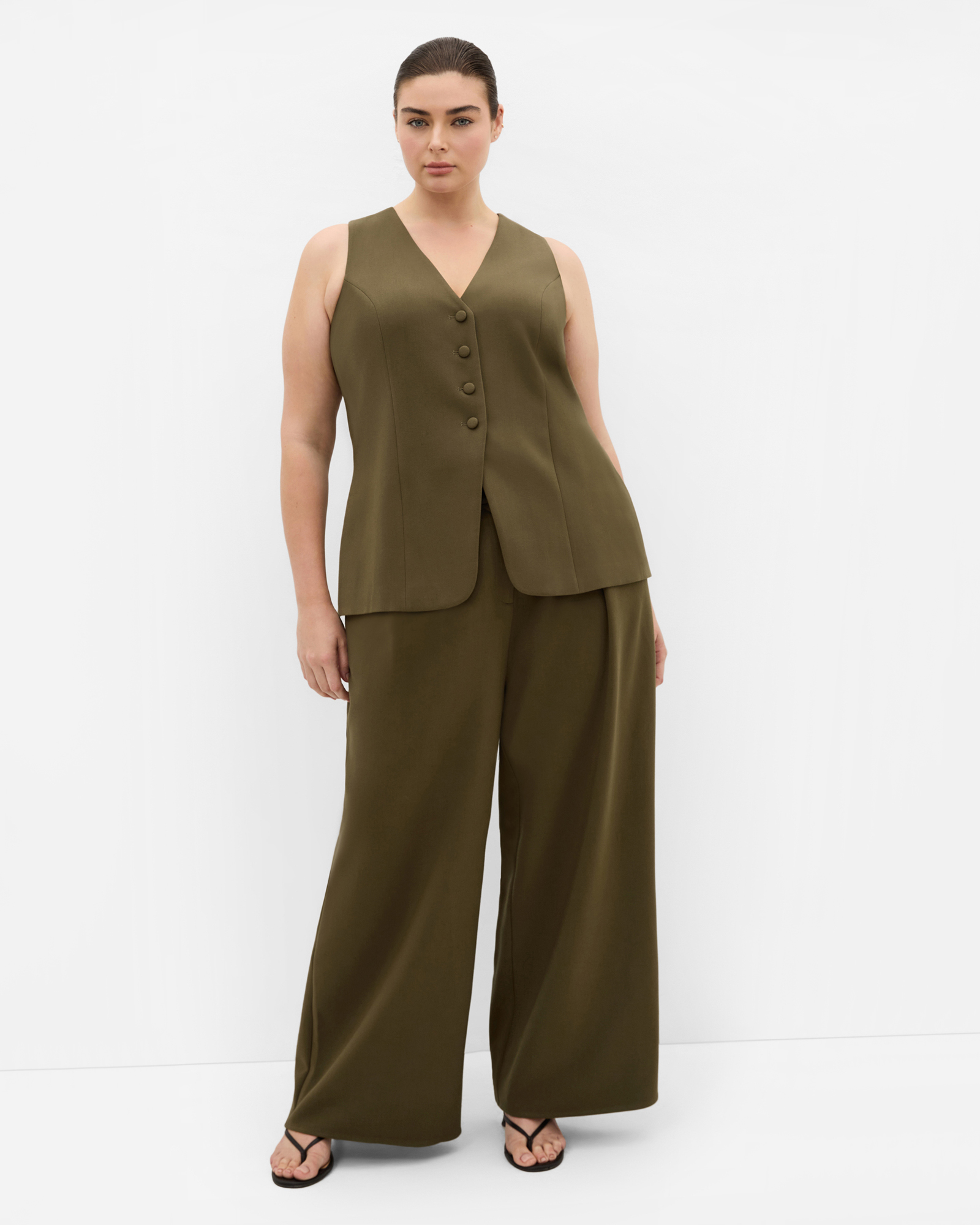 Plus Size Tori Wide Leg Pant - khaki