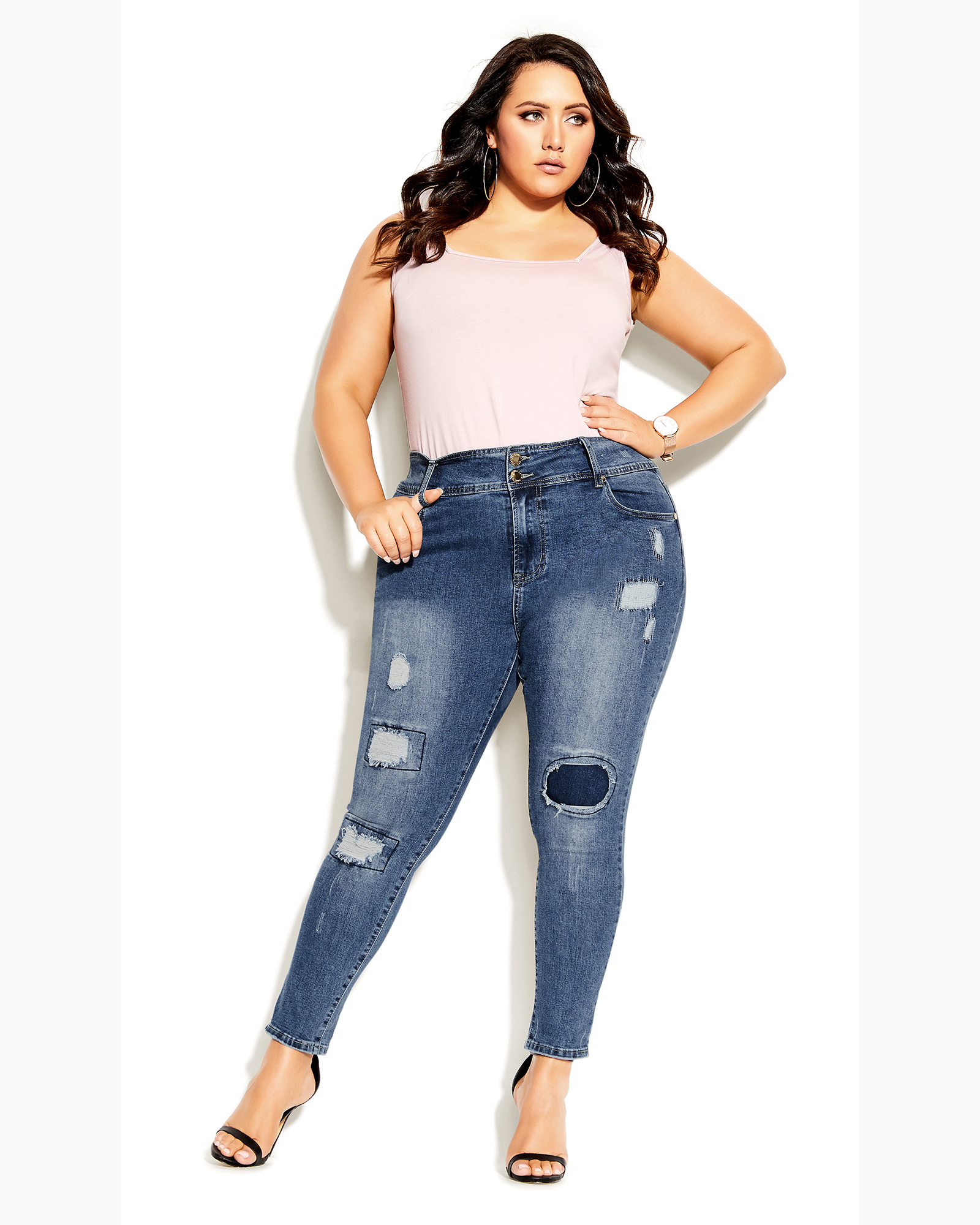 Patched Apple Skinny Jean