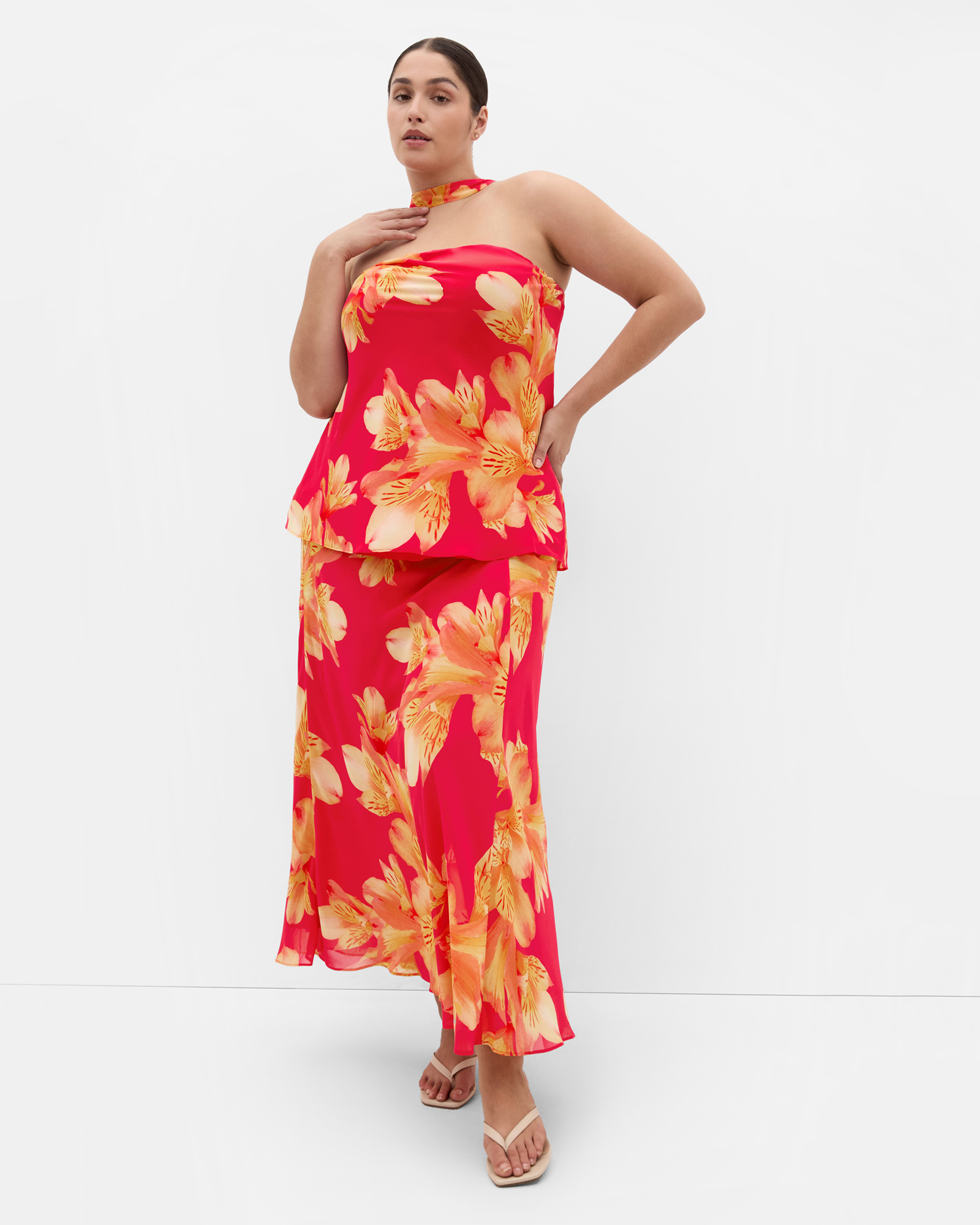 Soiree Print Frill Detail Top