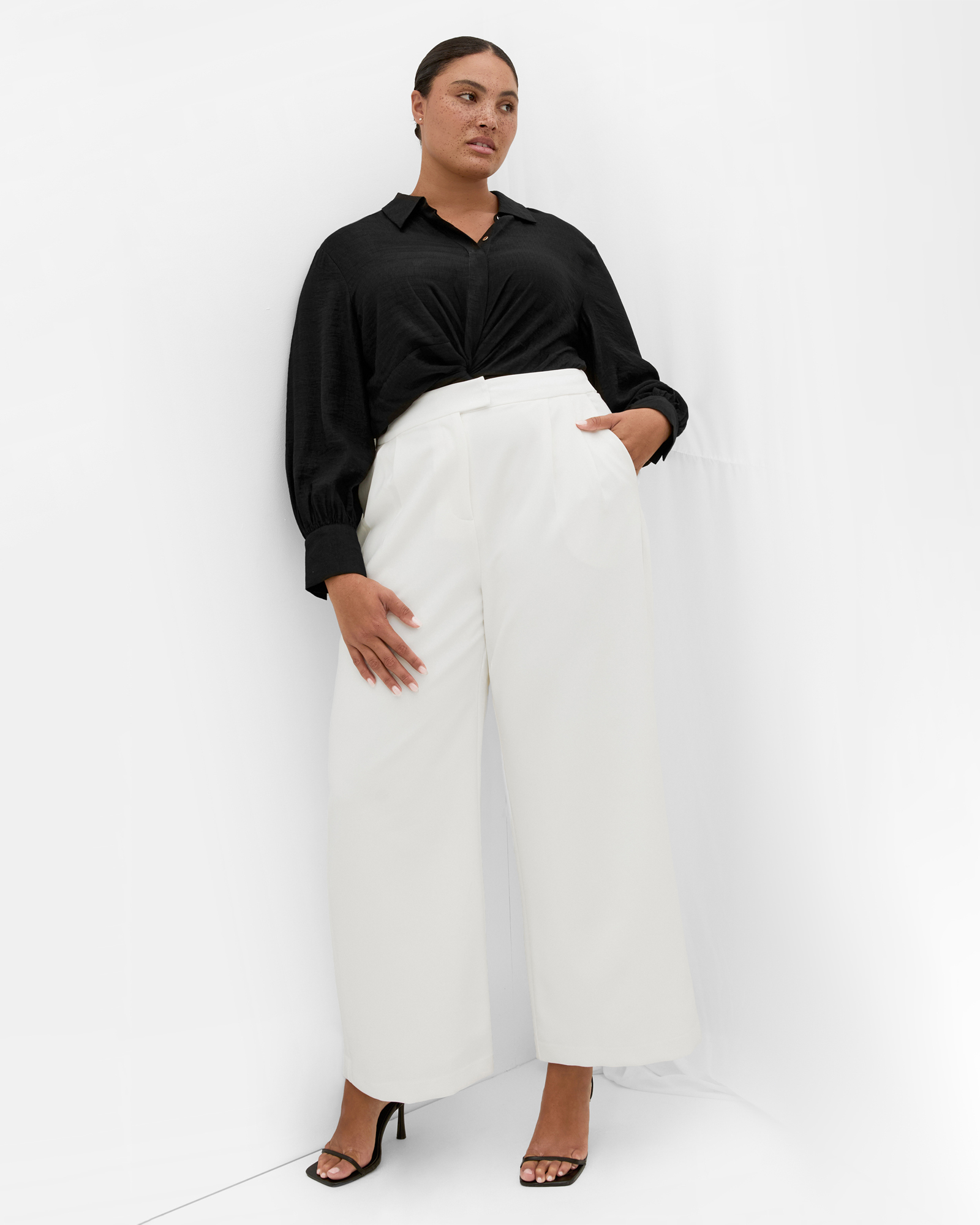 Ally Lined Wide Leg Pant - ivory