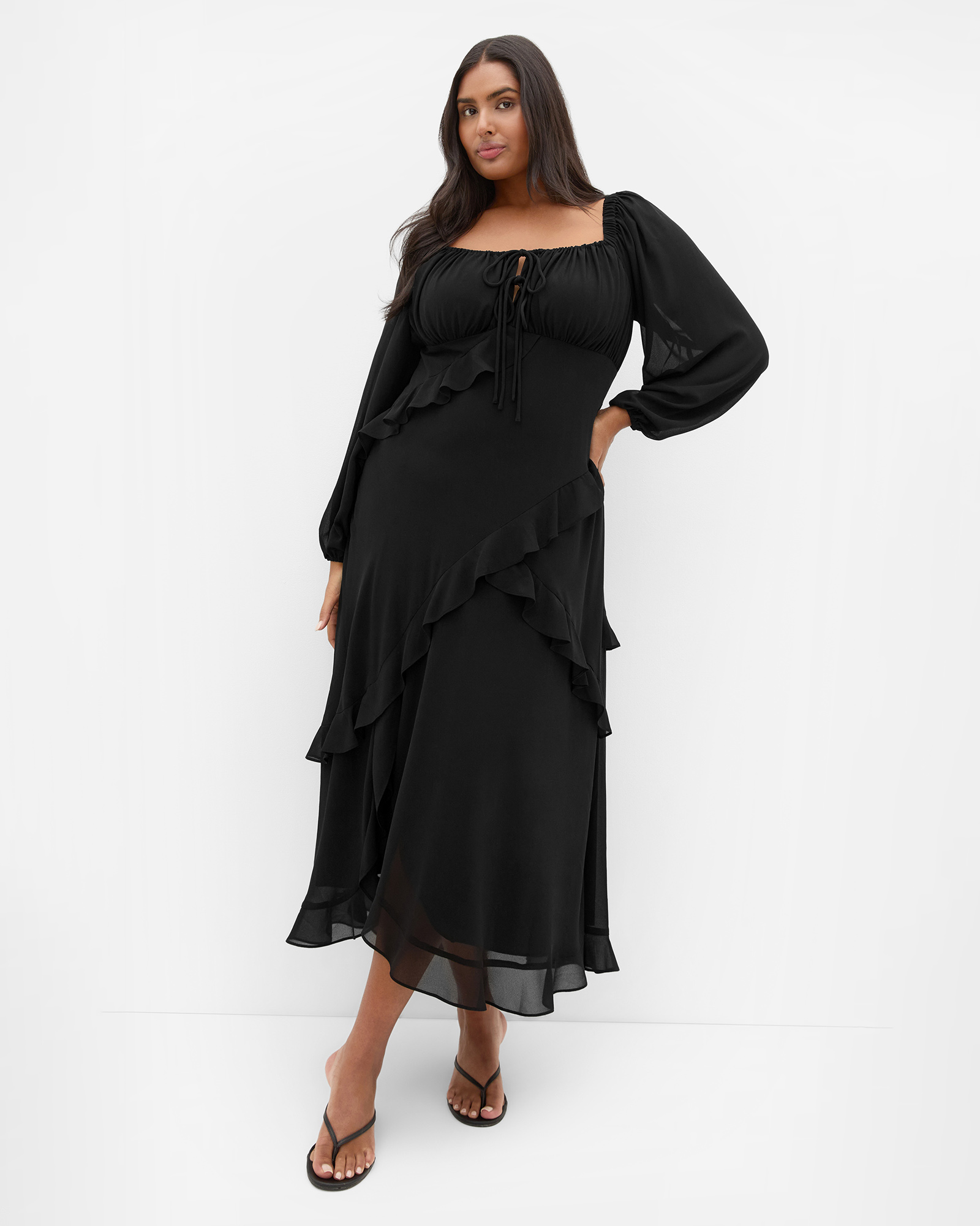 Plus size Shayla Long Sleeve Maxi Dress - black