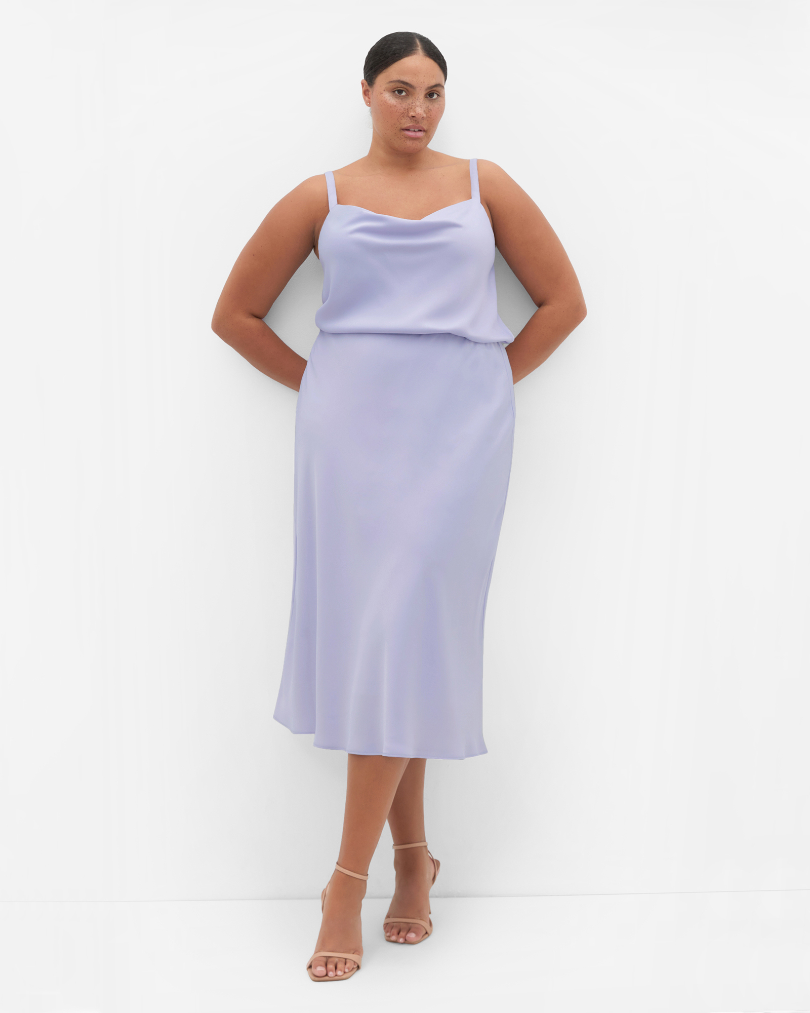 Plus size Cowl Neck Satin Cami - lilac