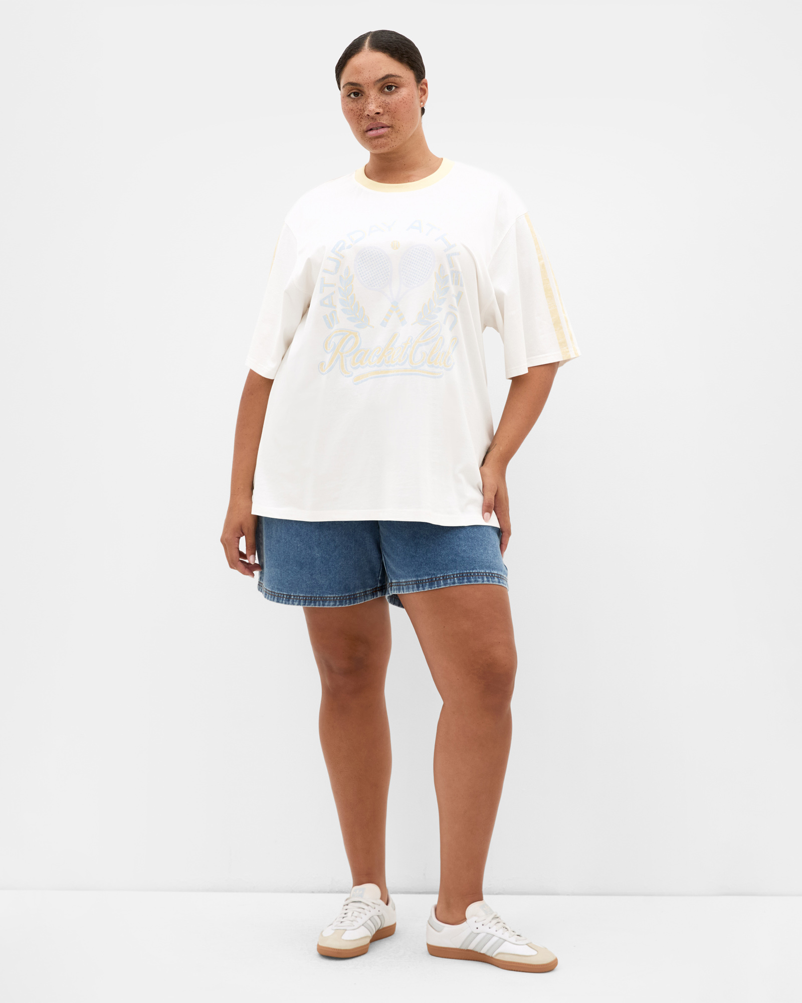 Plus size Vintage Oversized Volley Tee - ivory