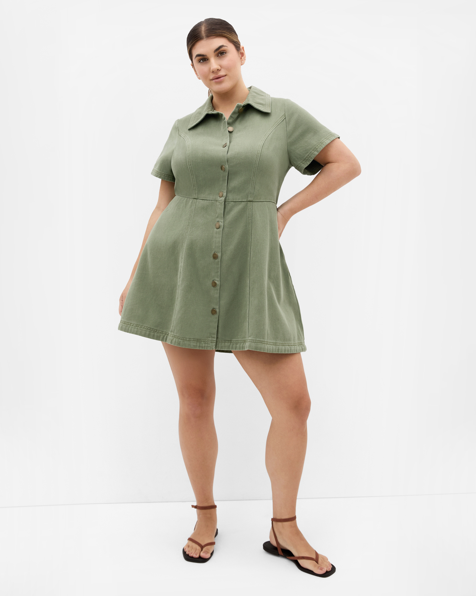 Leia Short Sleeve Drill Mini Dress
