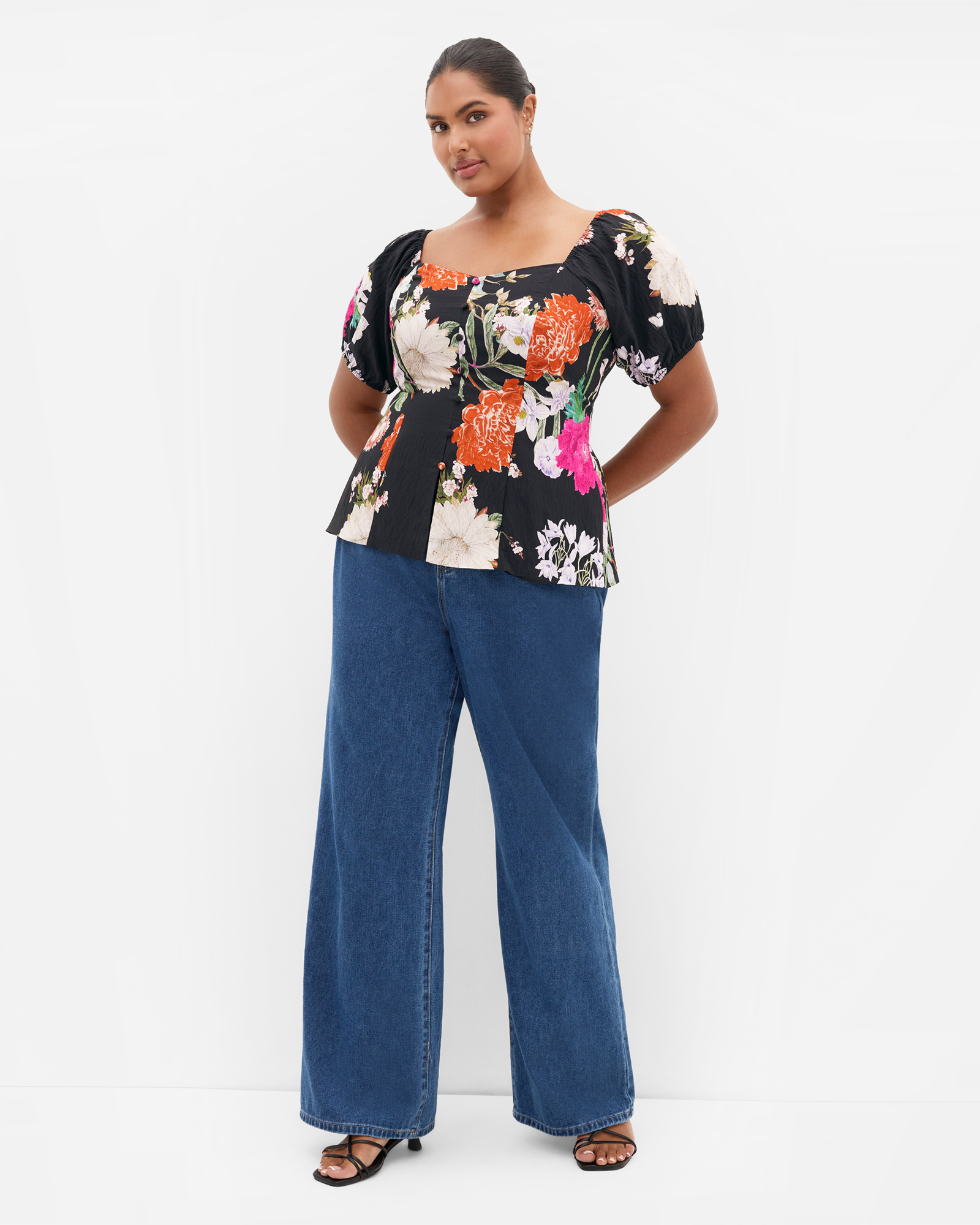 Plus size Daydreams Print Corset Top - black